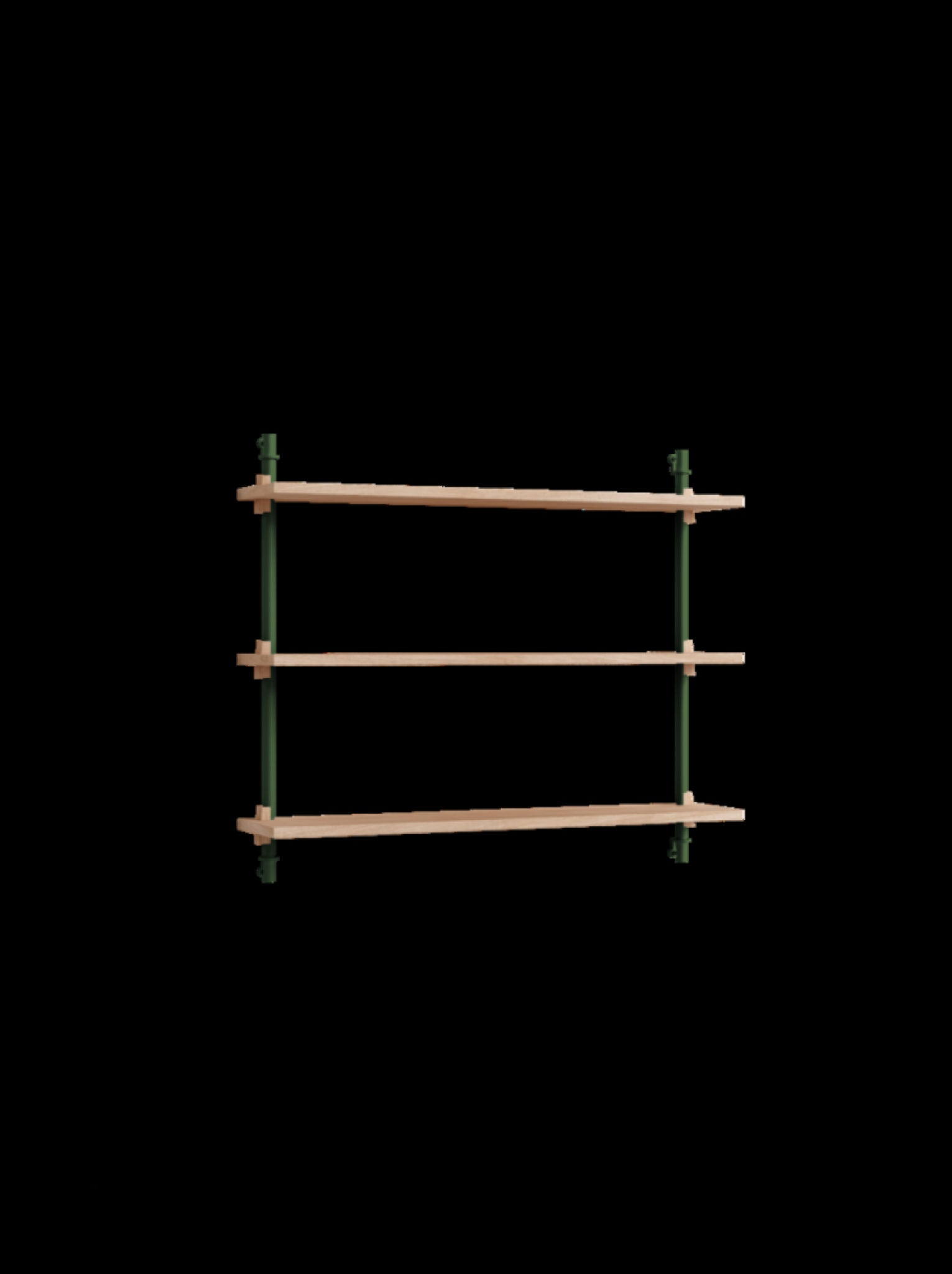 Moebe Wall Shelving WS.65.1: Adjustable Oak Shelf in Pine Green