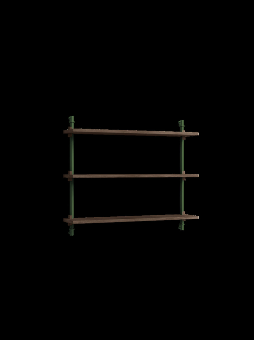 Moebe Wall Shelving WS.65.1: Versatile Smoked Oak & Pine Green Design