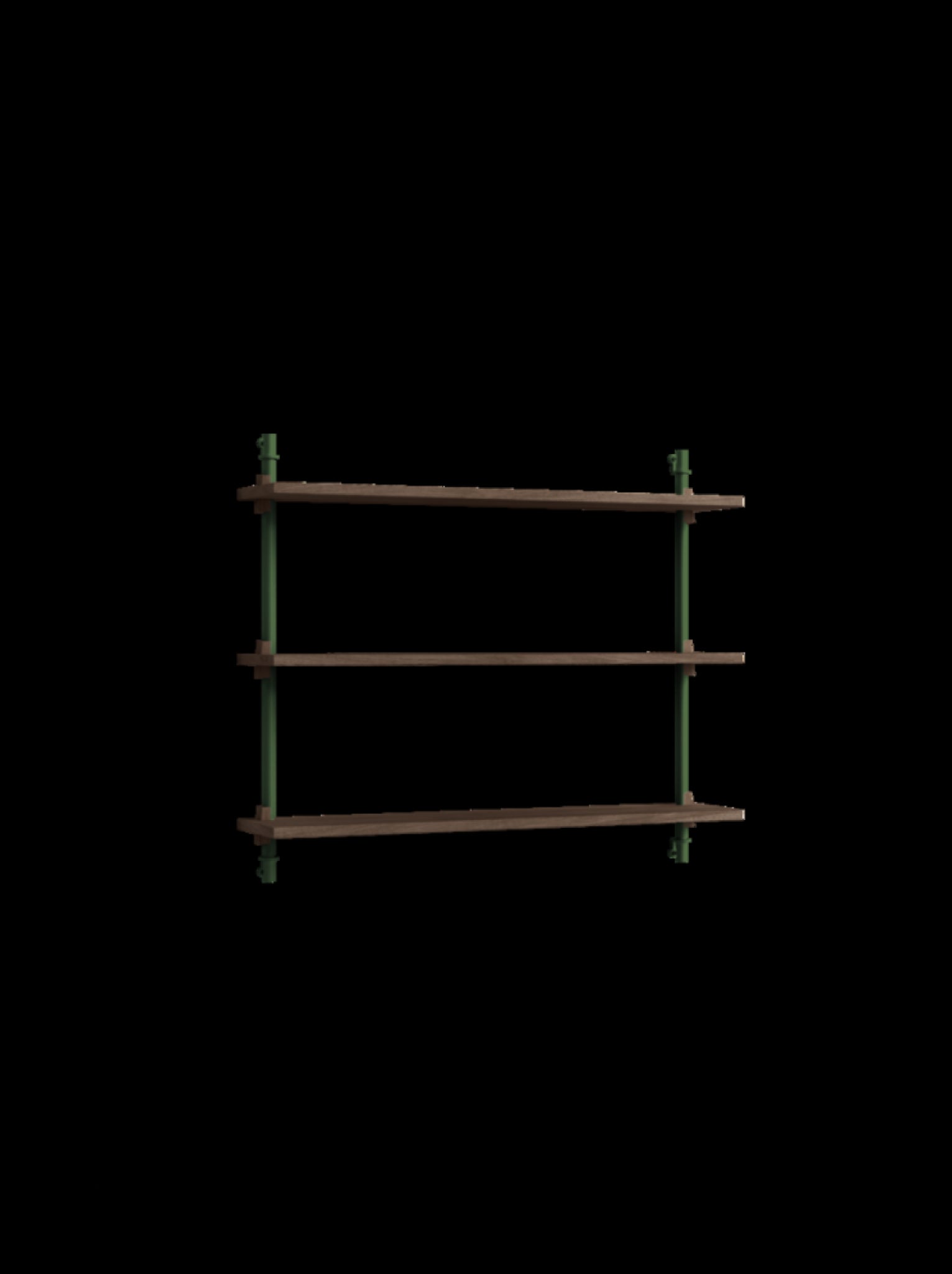 Moebe Wall Shelving WS.65.1: Versatile Smoked Oak & Pine Green Design