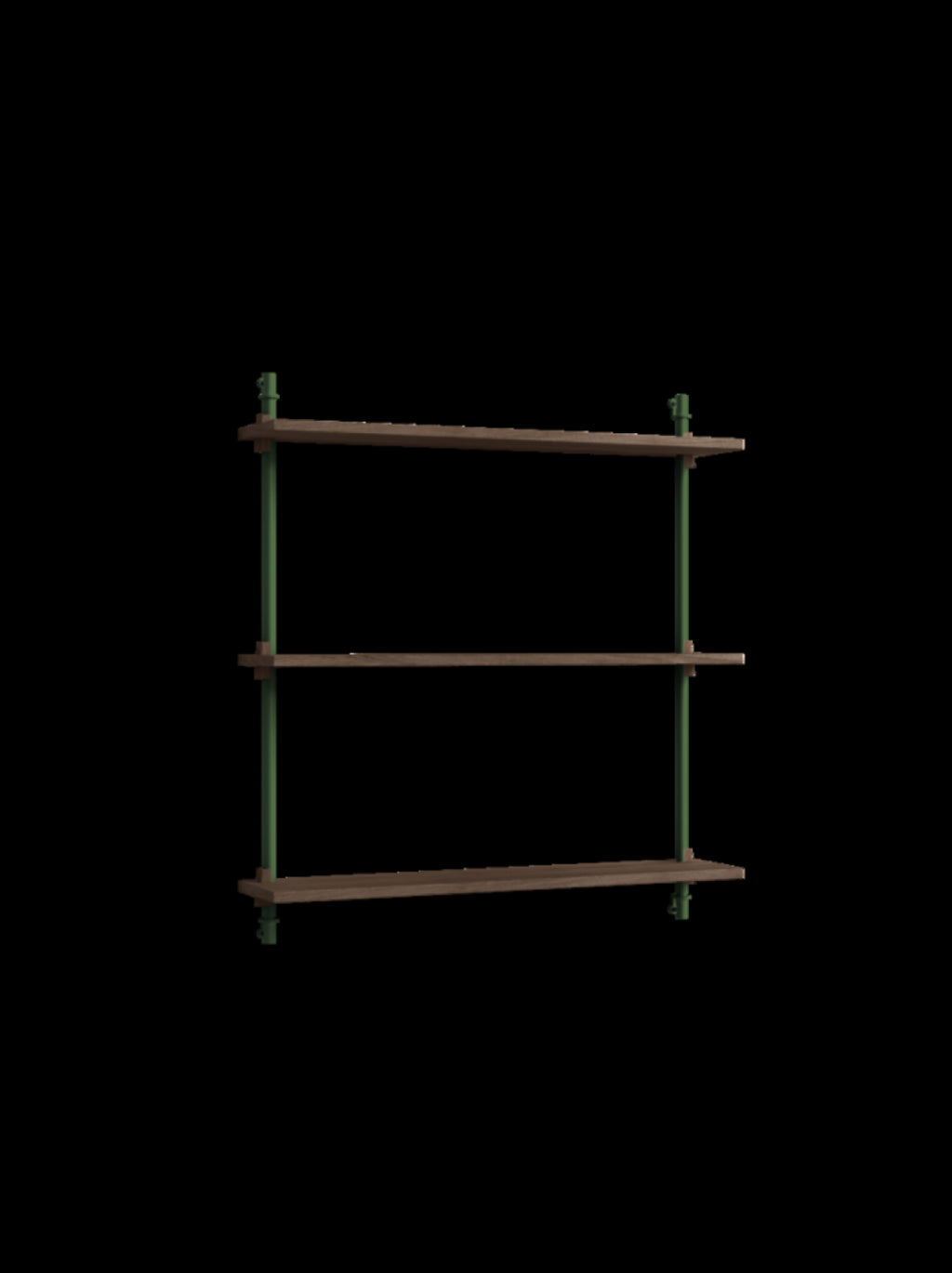 Versatile Moebe Wall Shelving WS.85.1 in Smoked Oak & Pine Green