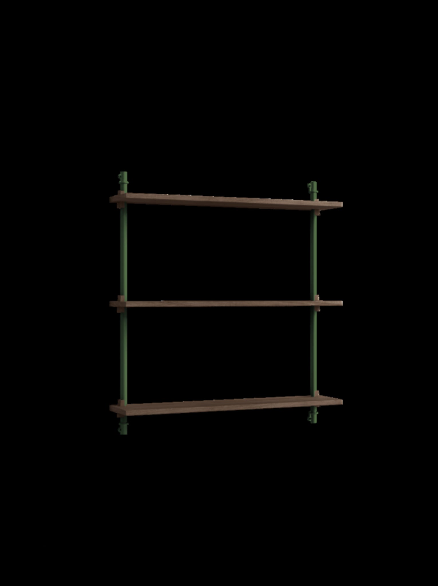 Versatile Moebe Wall Shelving WS.85.1 in Smoked Oak & Pine Green