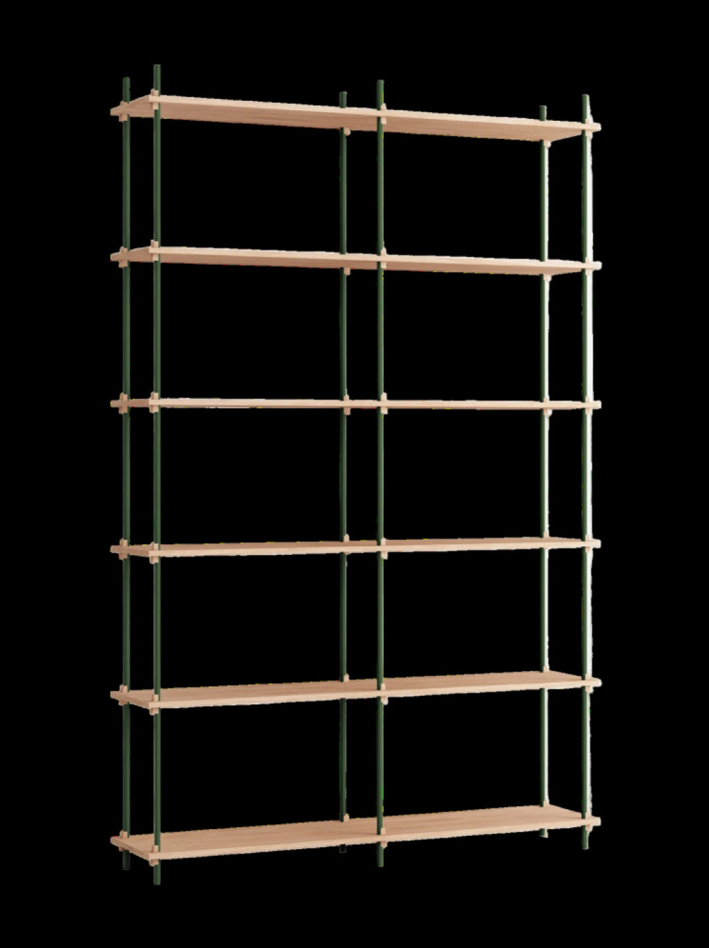 Customizable Moebe Shelving System in Oak & Pine Green - Versatile Design