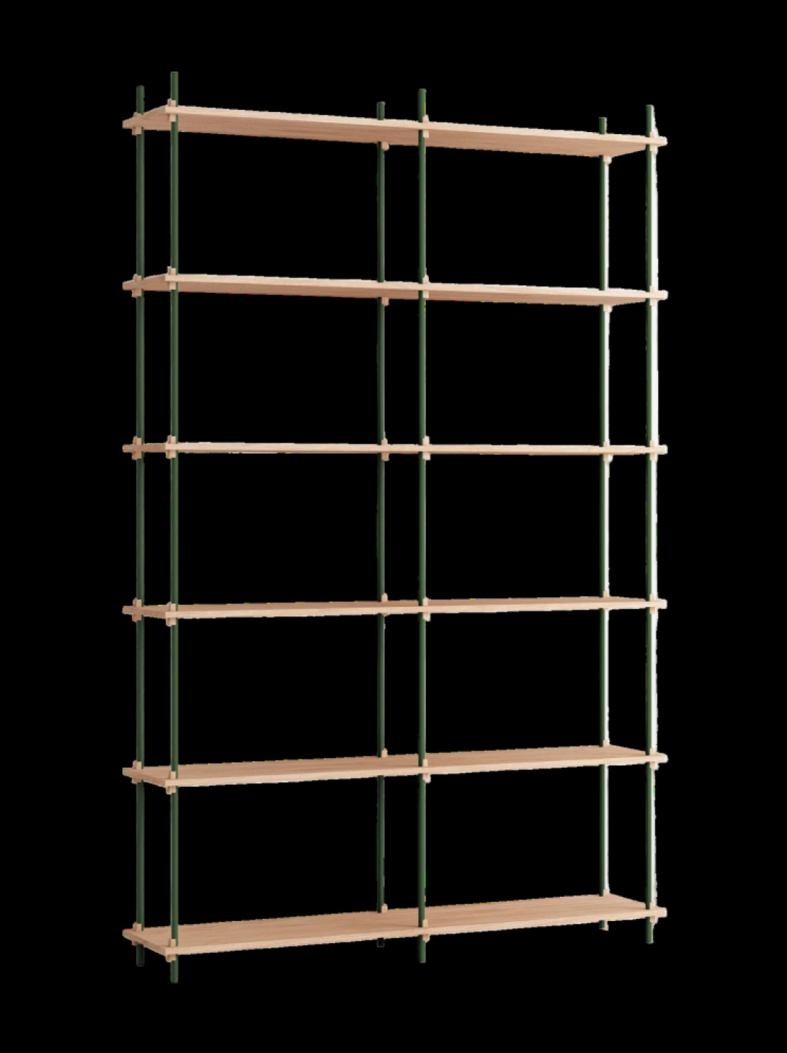 Customizable Moebe Shelving System in Oak & Pine Green - Versatile Design