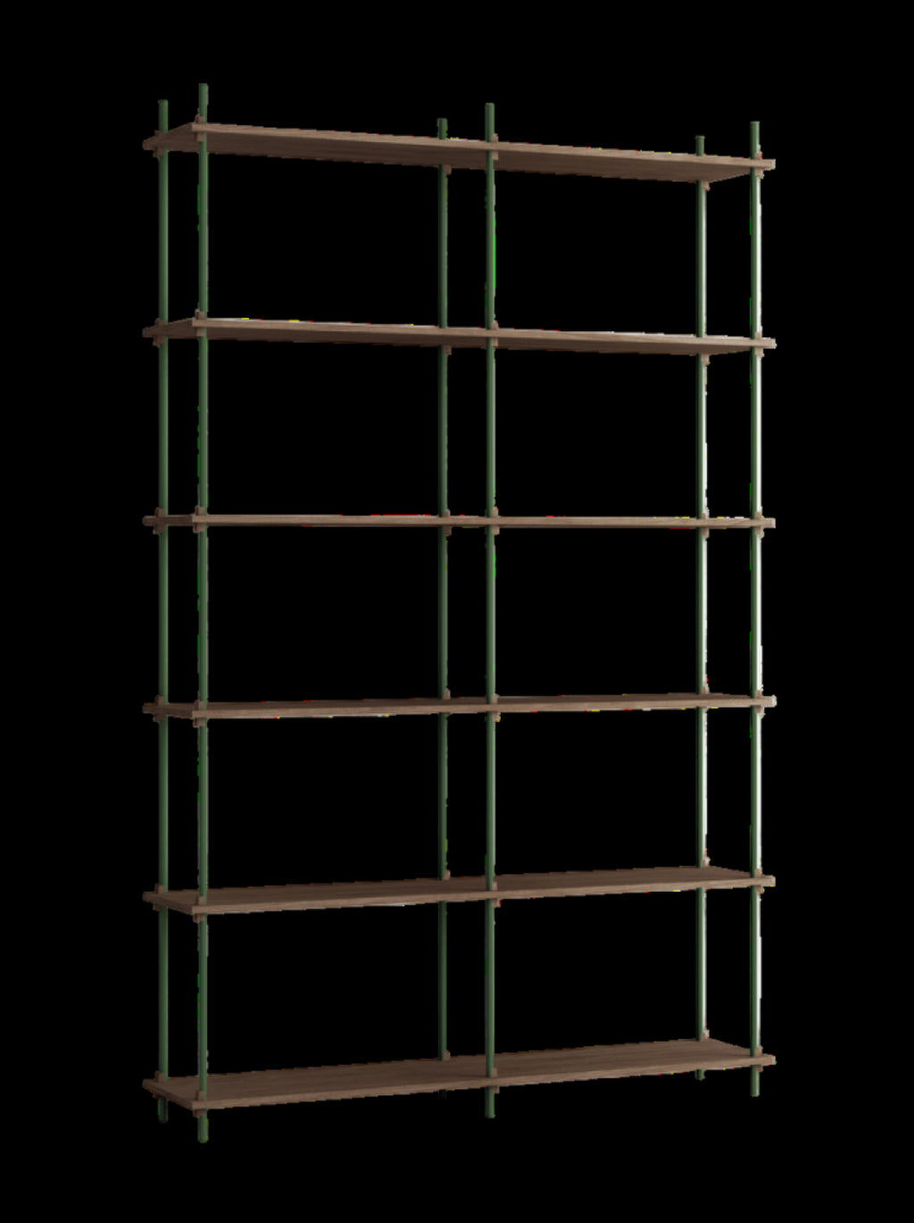 Customizable Moebe Shelving System in Smoked Oak & Pine Green - 255cm