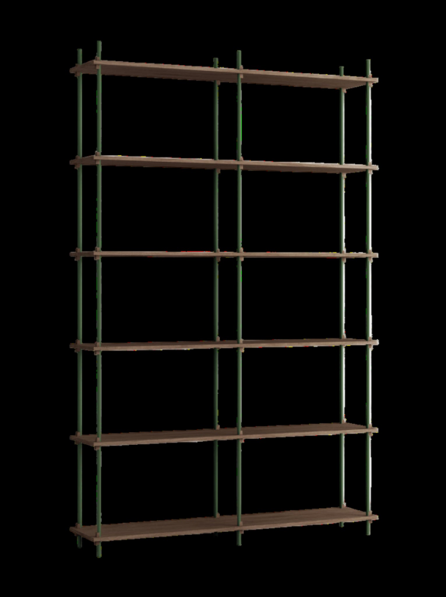 Customizable Moebe Shelving System in Smoked Oak & Pine Green - 255cm