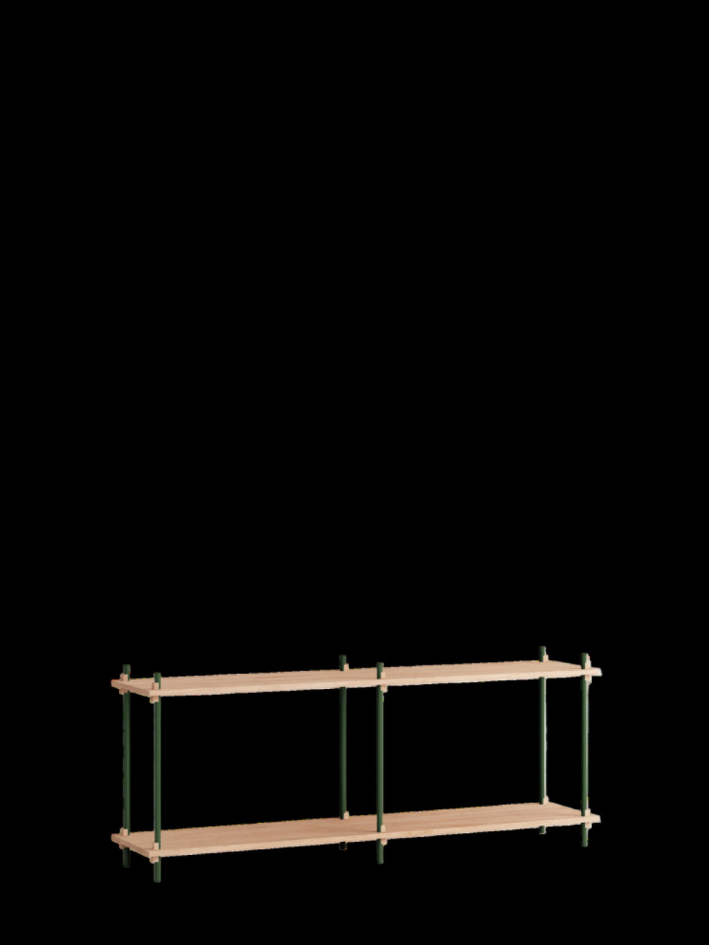 Customizable Moebe Shelving System in Oak & Pine Green - Versatile Design