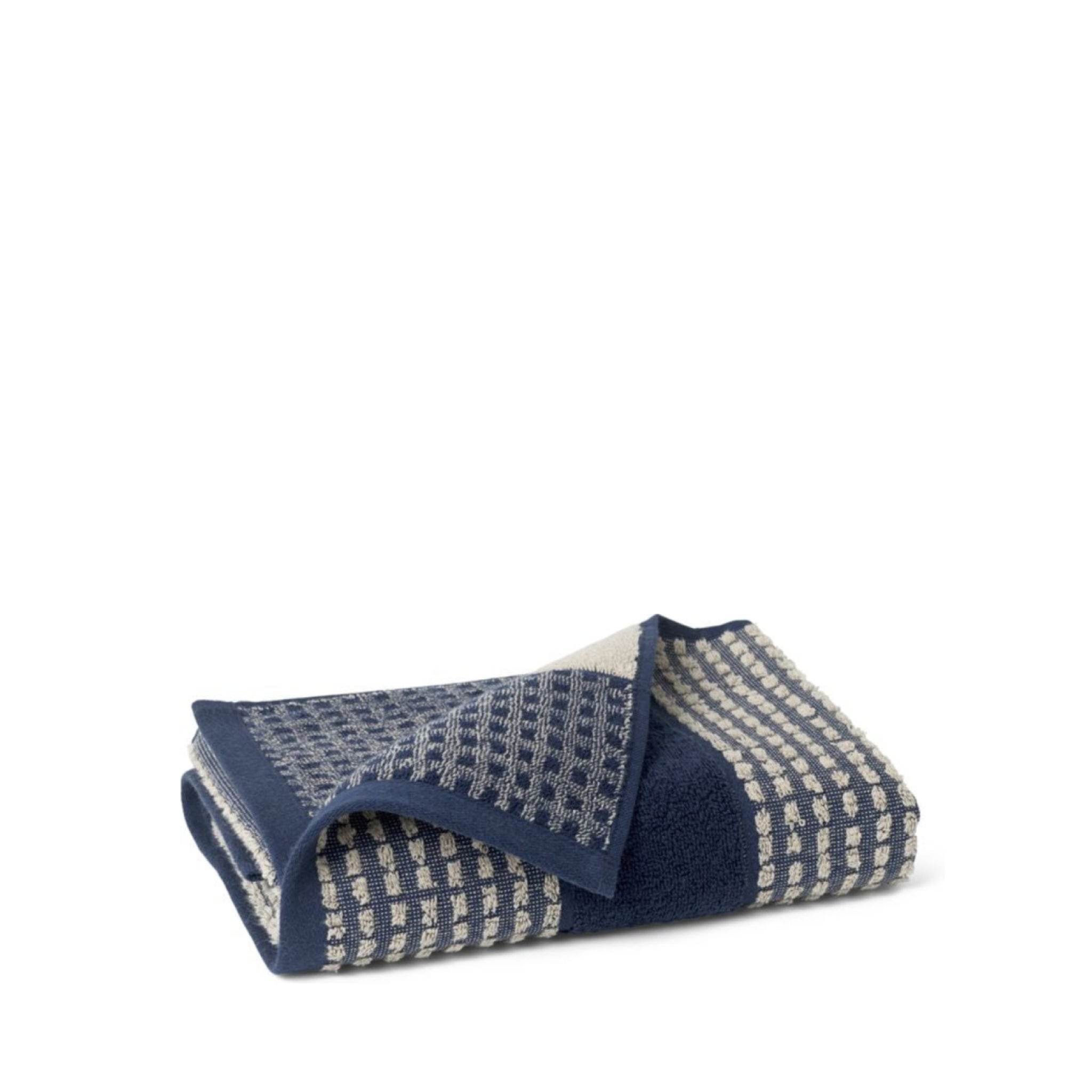 Juna Check towel 50X100 cm, dark blue/sand