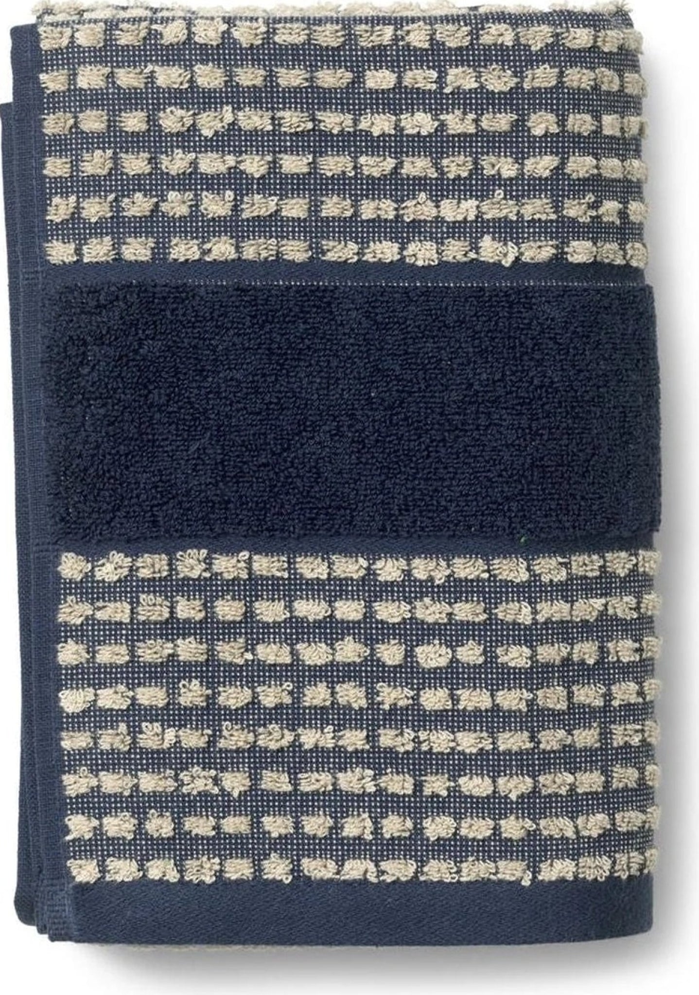 Juna Check towel 50X100 cm, dark blue/sand