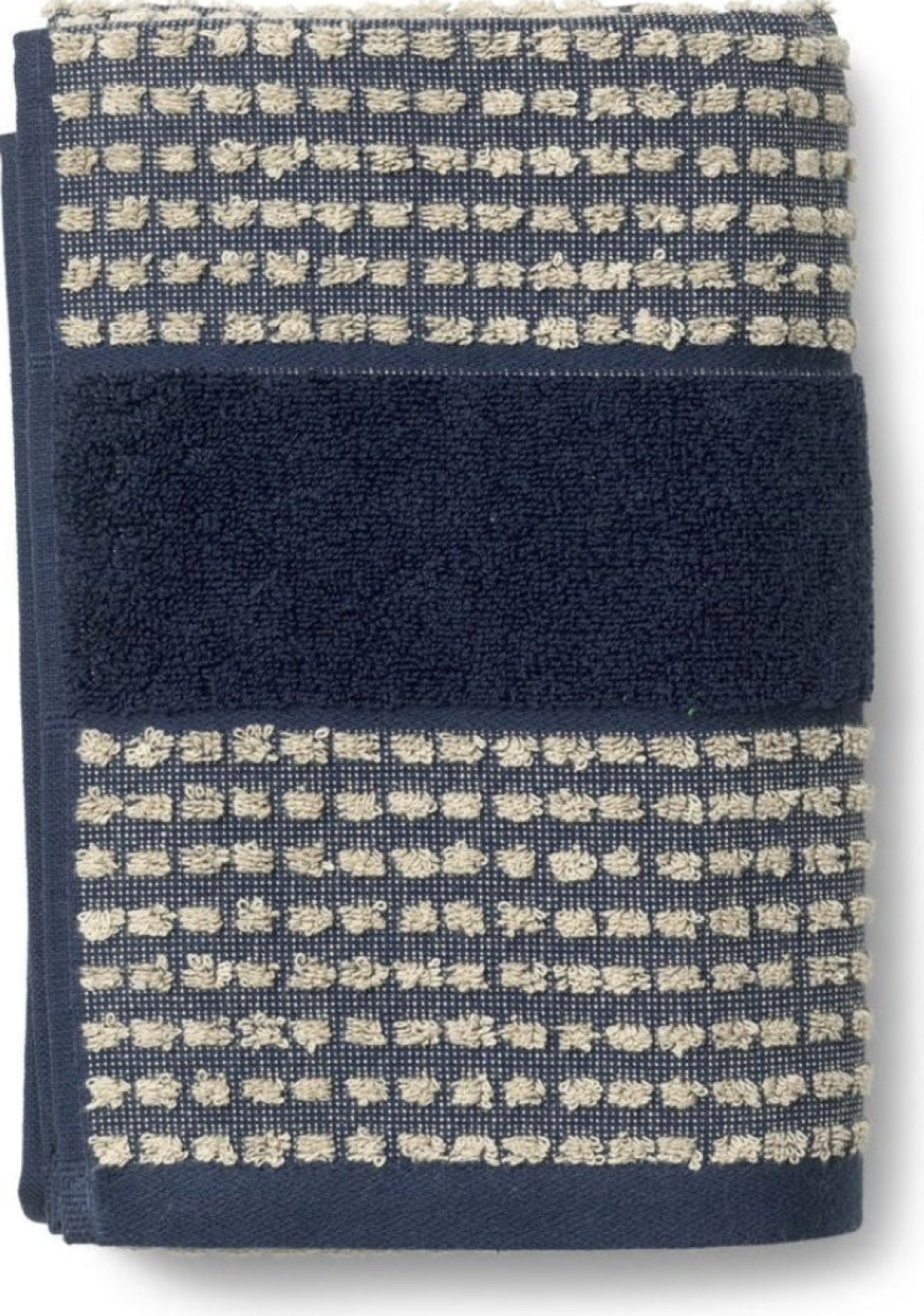 Juna Check towel 50X100 cm, dark blue/sand