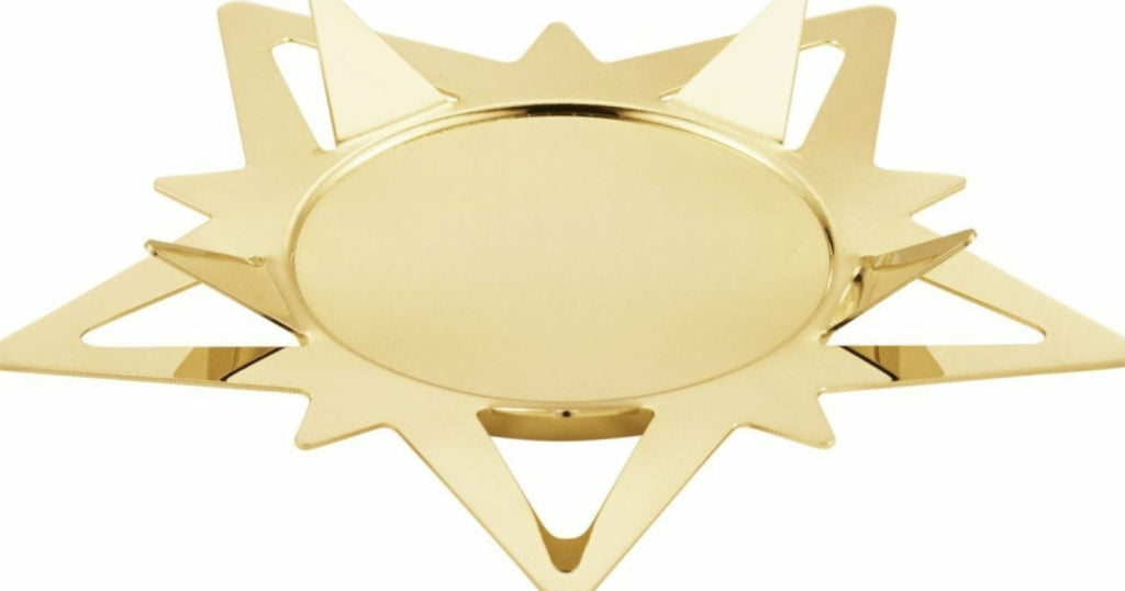 Georg Jensen Classic Christmas Star Candle Holder For Block Candles, Gold Plated