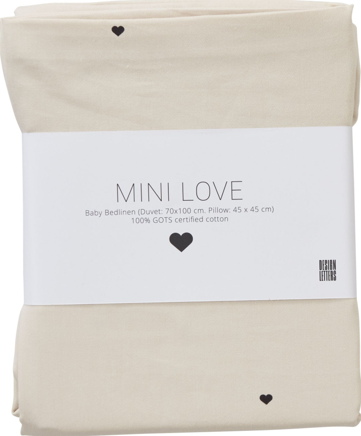 Design Letters Mini Love Baby Pillow and Duvet Covers 70x100 cm, beige