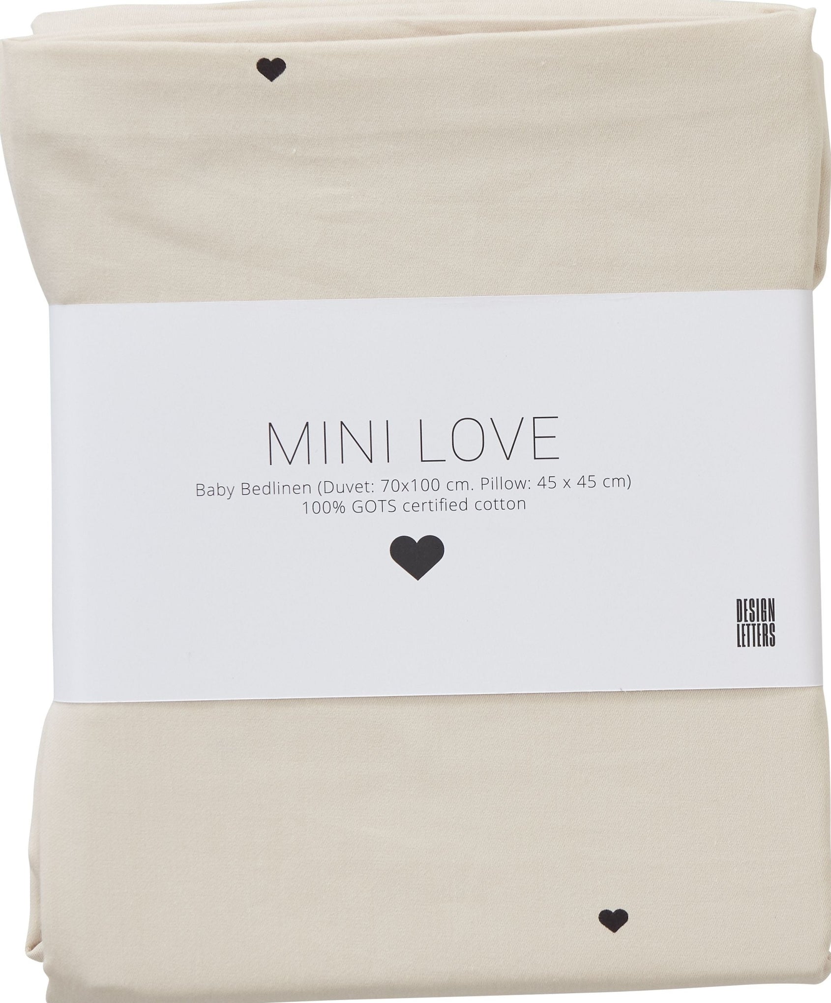 Design Letters Mini Love Baby Pillow and Duvet Covers 70x100 cm, beige