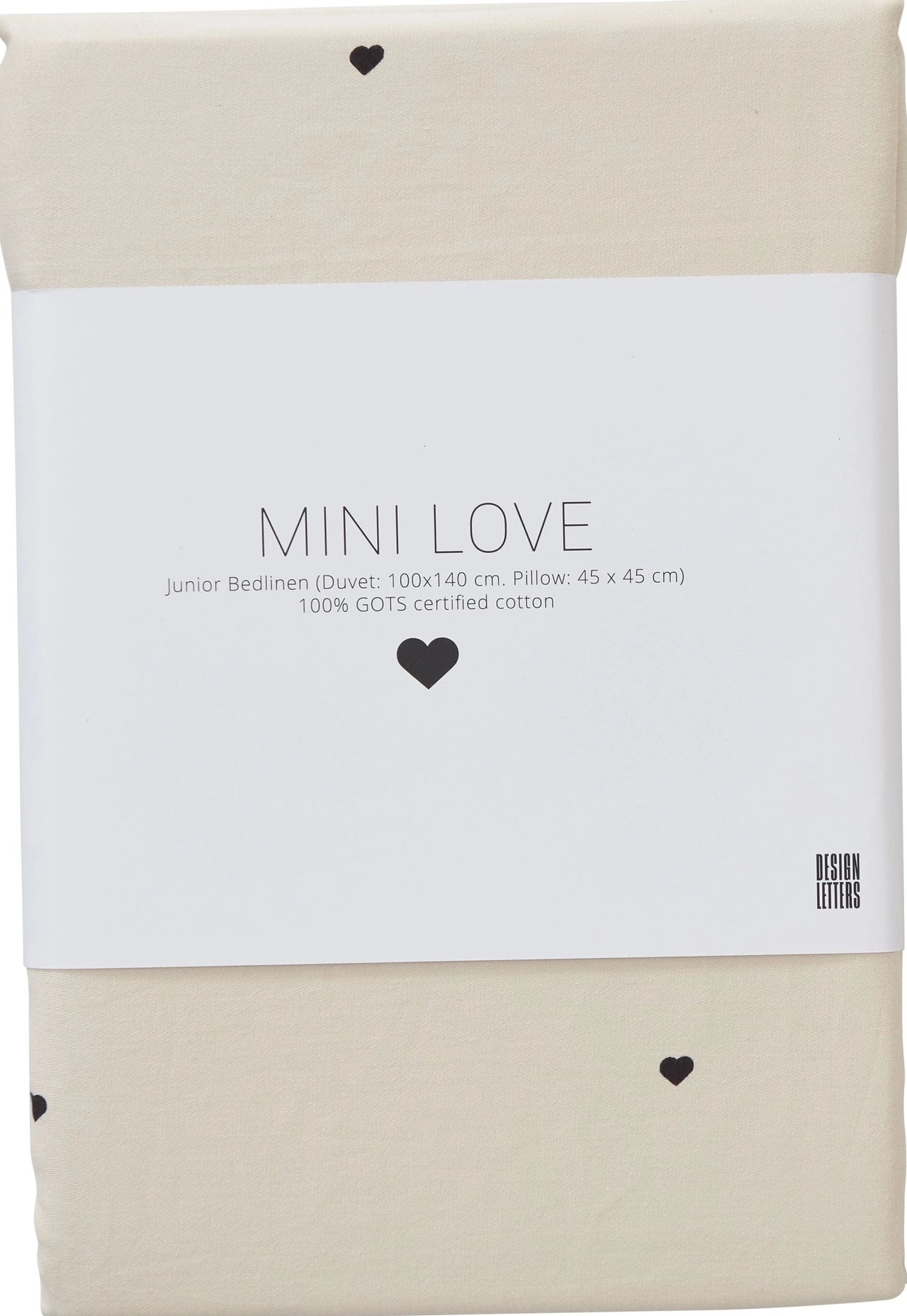 Design Letters Mini Love Junior Pillowcases and Duvet Covers 100x140 cm, beige