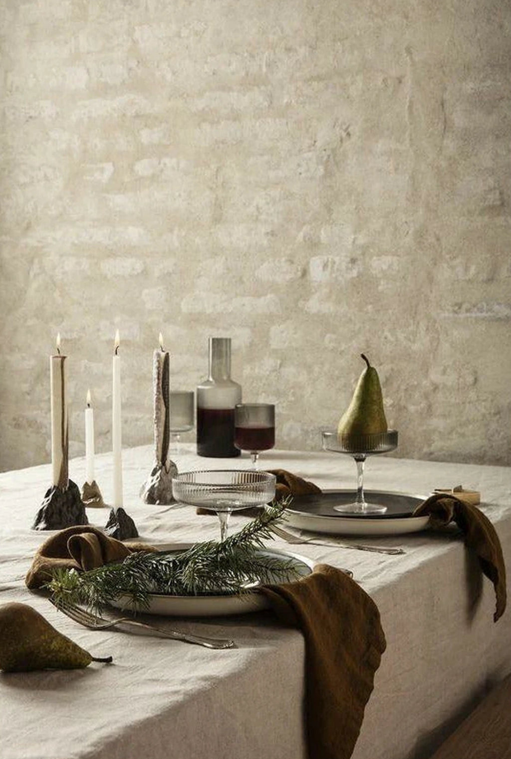 Ferm Living Stone Candle Holder Small, Blackened Aluminium