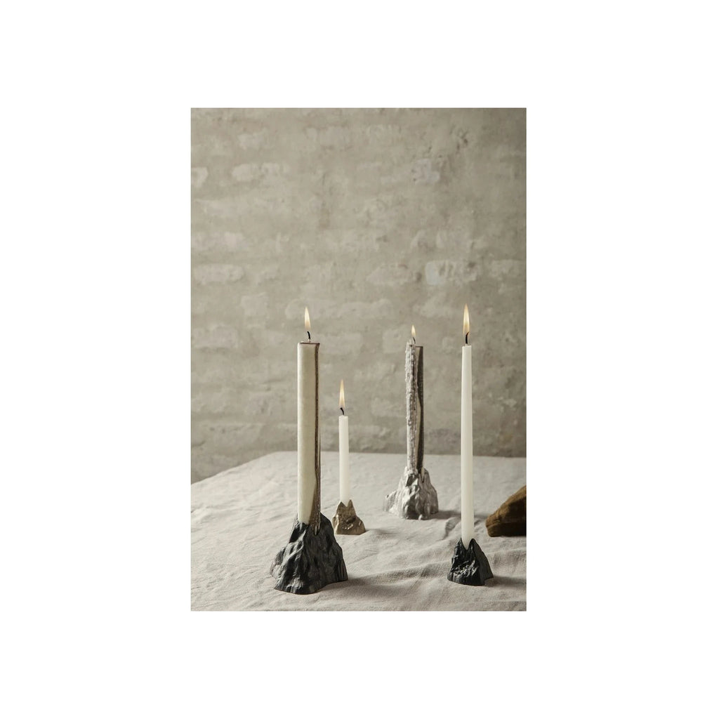 Ferm Living Stone Candle Holder Small, Blackened Aluminium