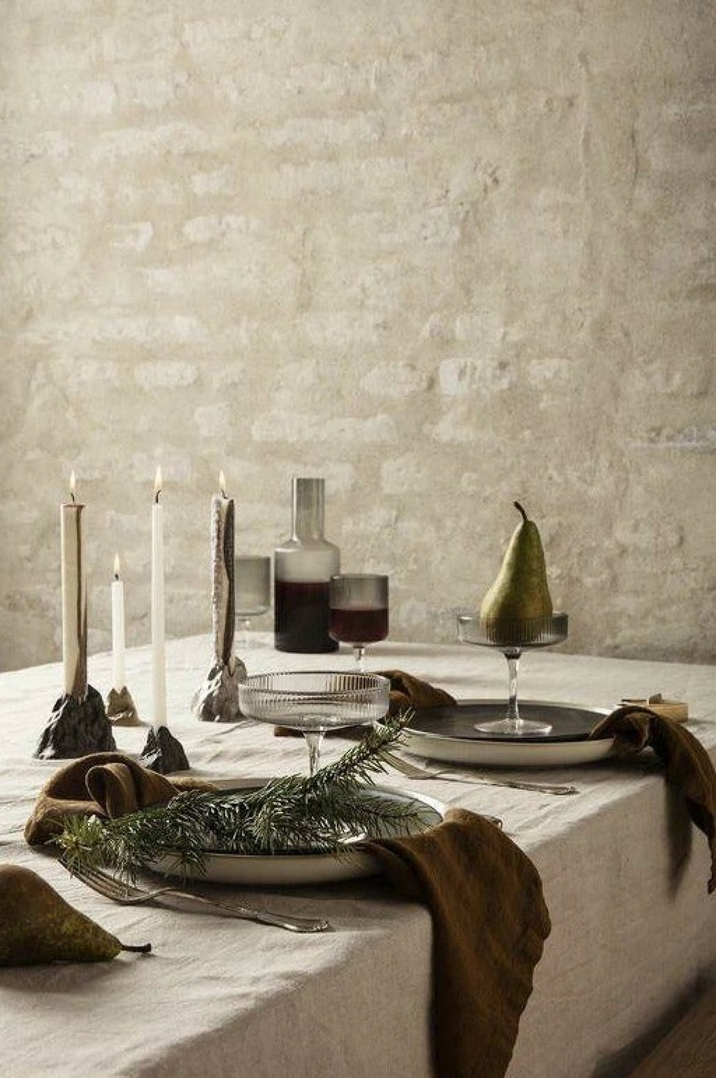 Ferm Living Stone Candle Holder Large, Brass