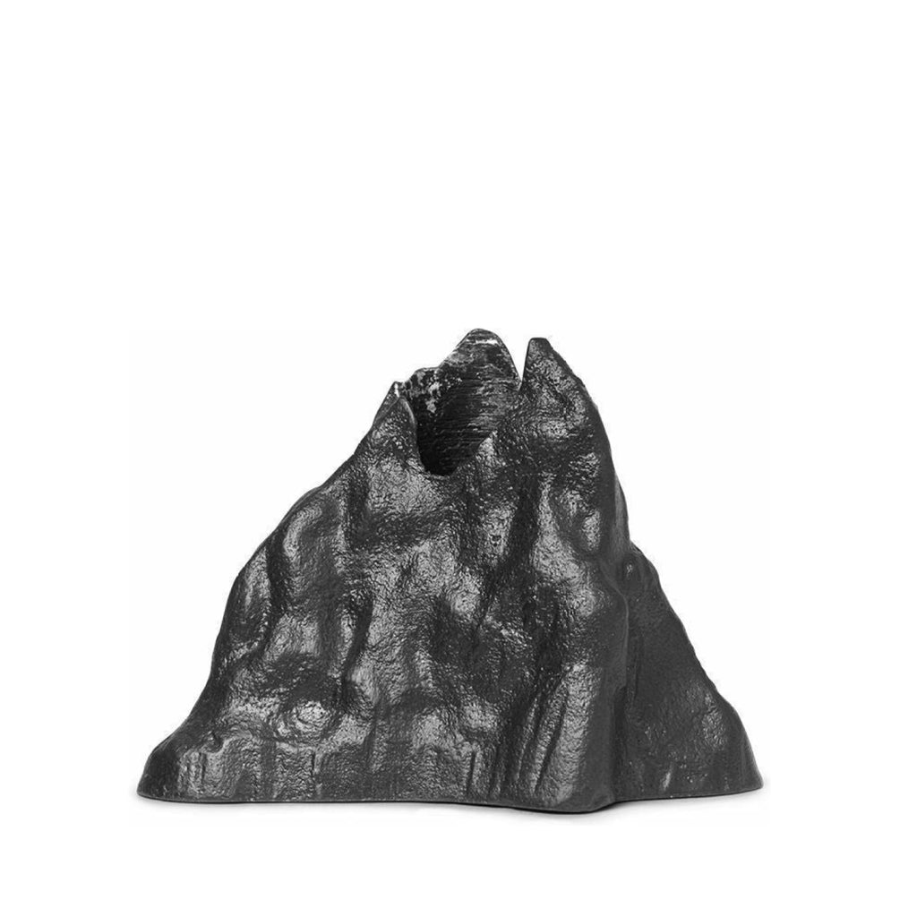 Ferm Living Stone Candle Holder Large, Blackened Aluminium