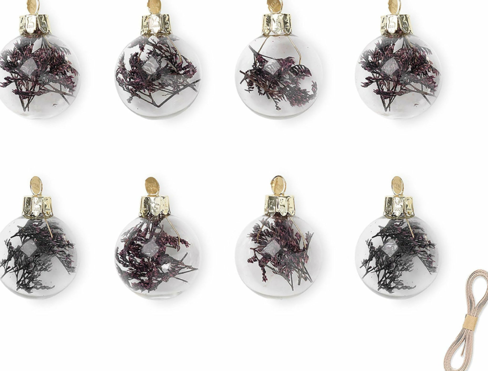 Ferm Living Flora Christmas Tree Decorations Large Set Of 8, Purple