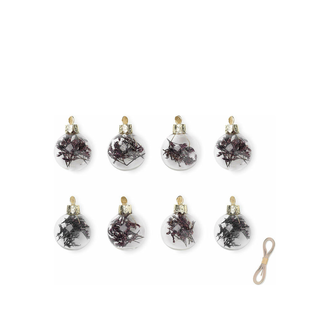 Ferm Living Flora Christmas Tree Decorations Large Set Of 8, Purple