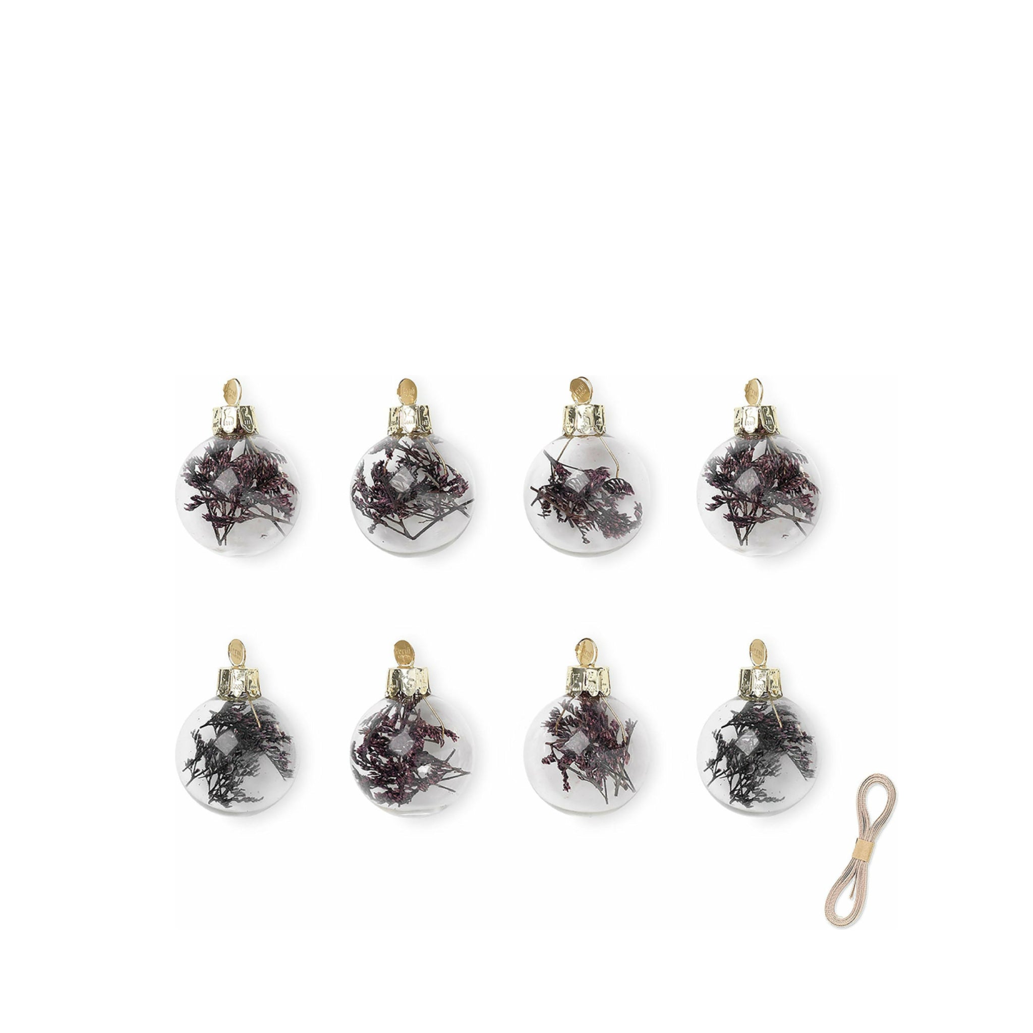 Ferm Living Flora Christmas Tree Decorations Large Set Of 8, Purple