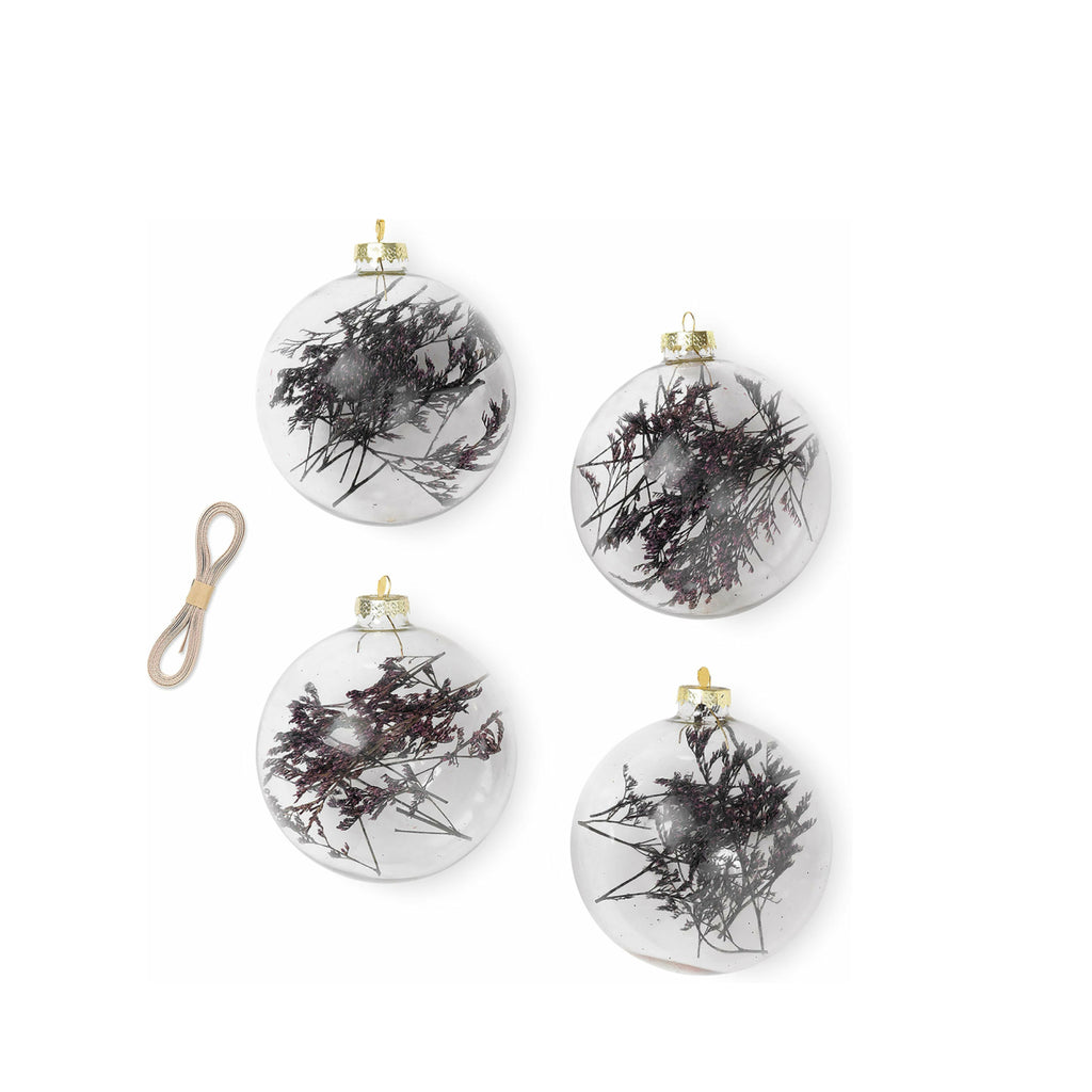 Ferm Living Flora Christmas Tree Decorations Small Set Of 4, Purple