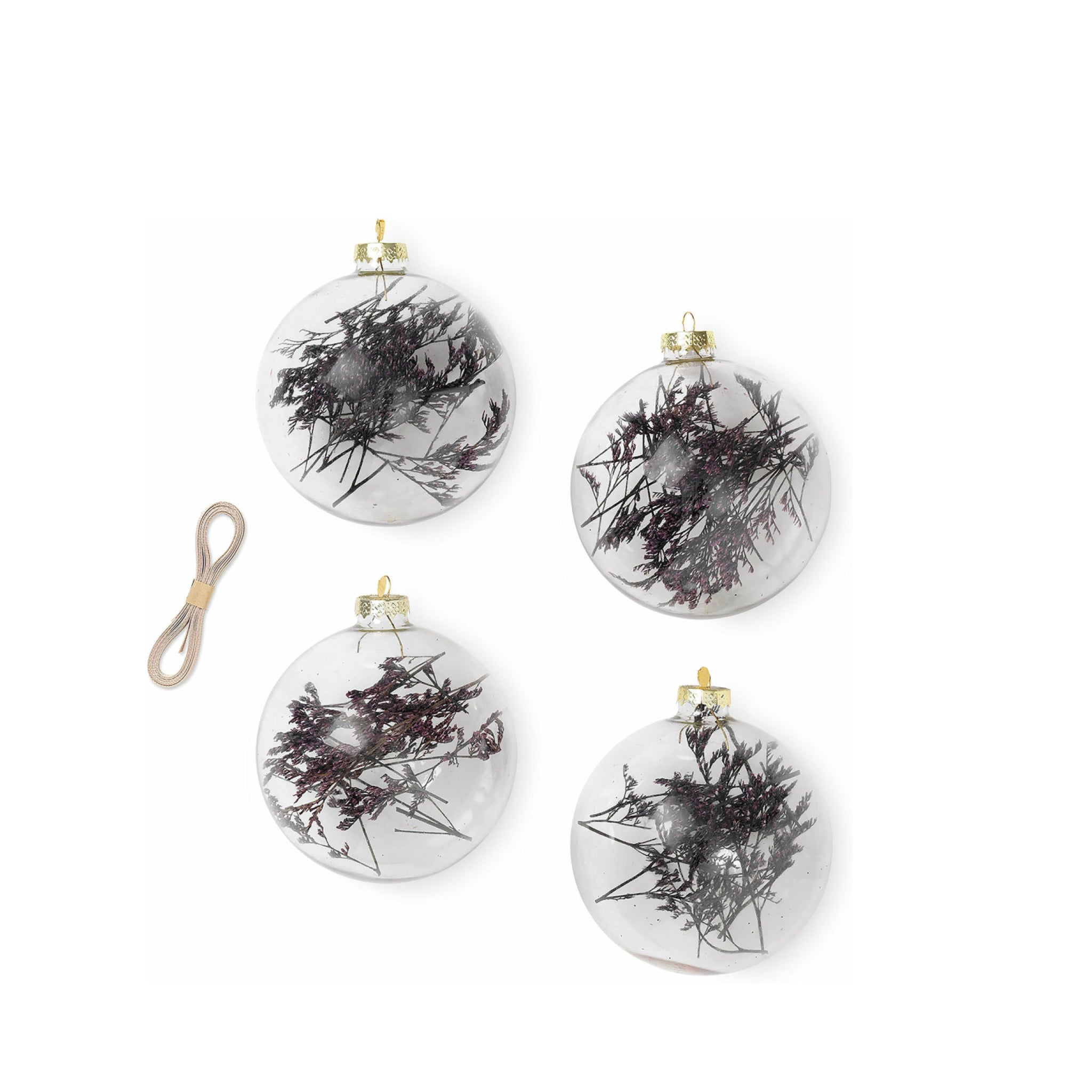 Ferm Living Flora Christmas Tree Decorations Small Set Of 4, Purple