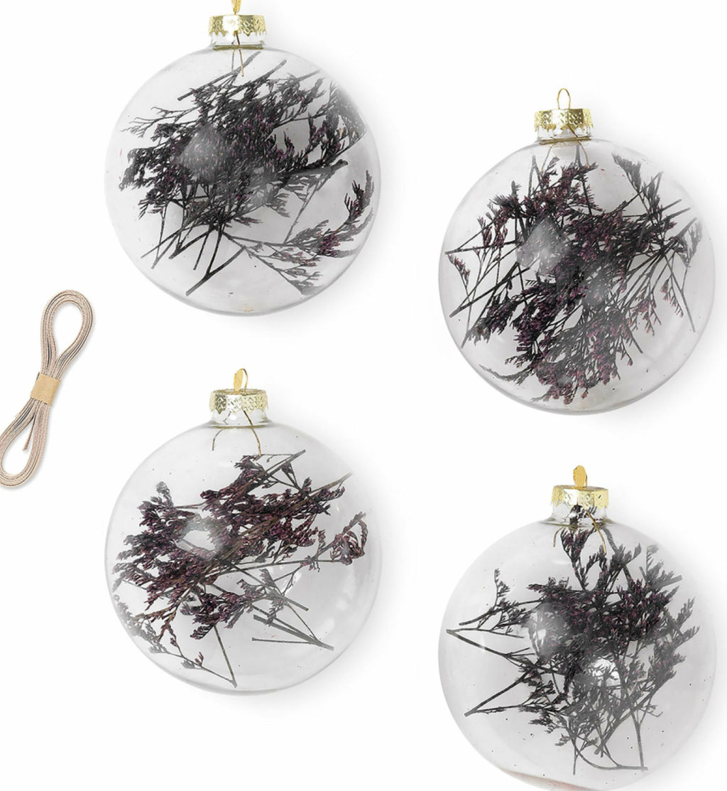 Ferm Living Flora Christmas Tree Decorations Small Set Of 4, Purple