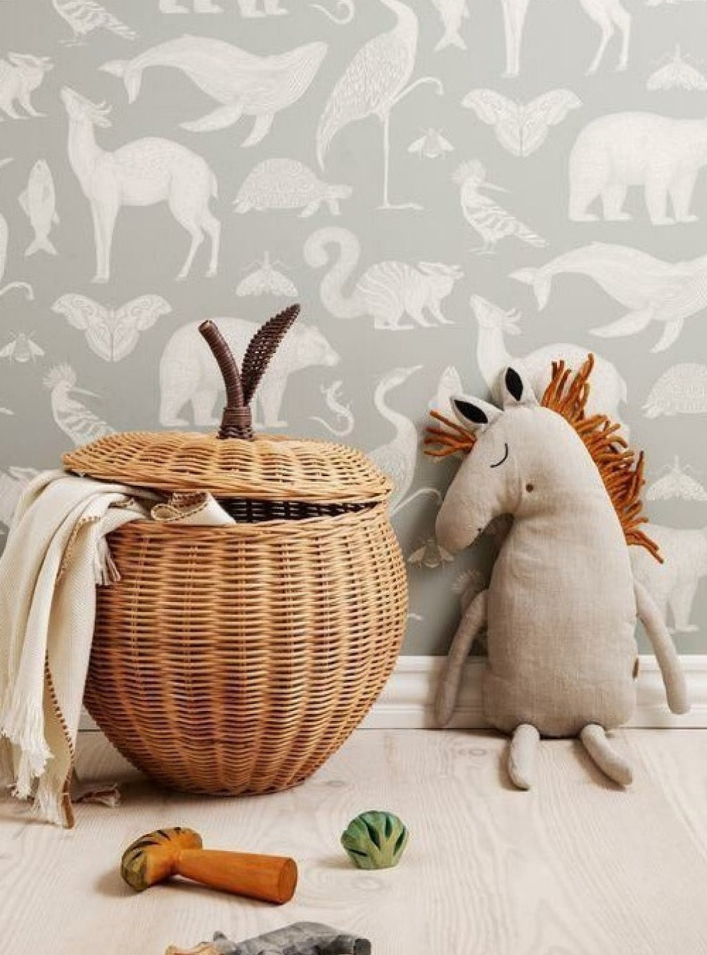 Ferm Living Katie Scott Tapet Animals 53x100 Cm, Grey