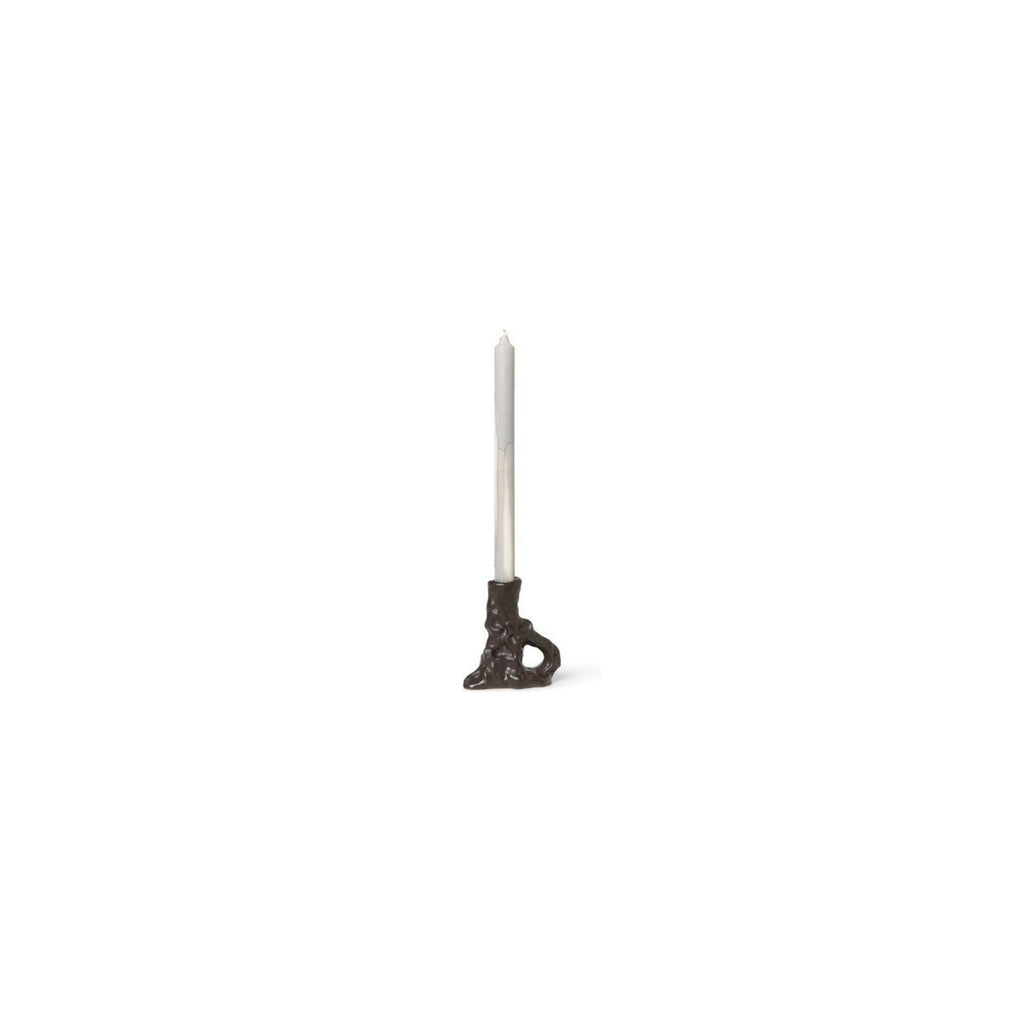 Ferm Living Ditto Candle Holder Single, Dark Brown