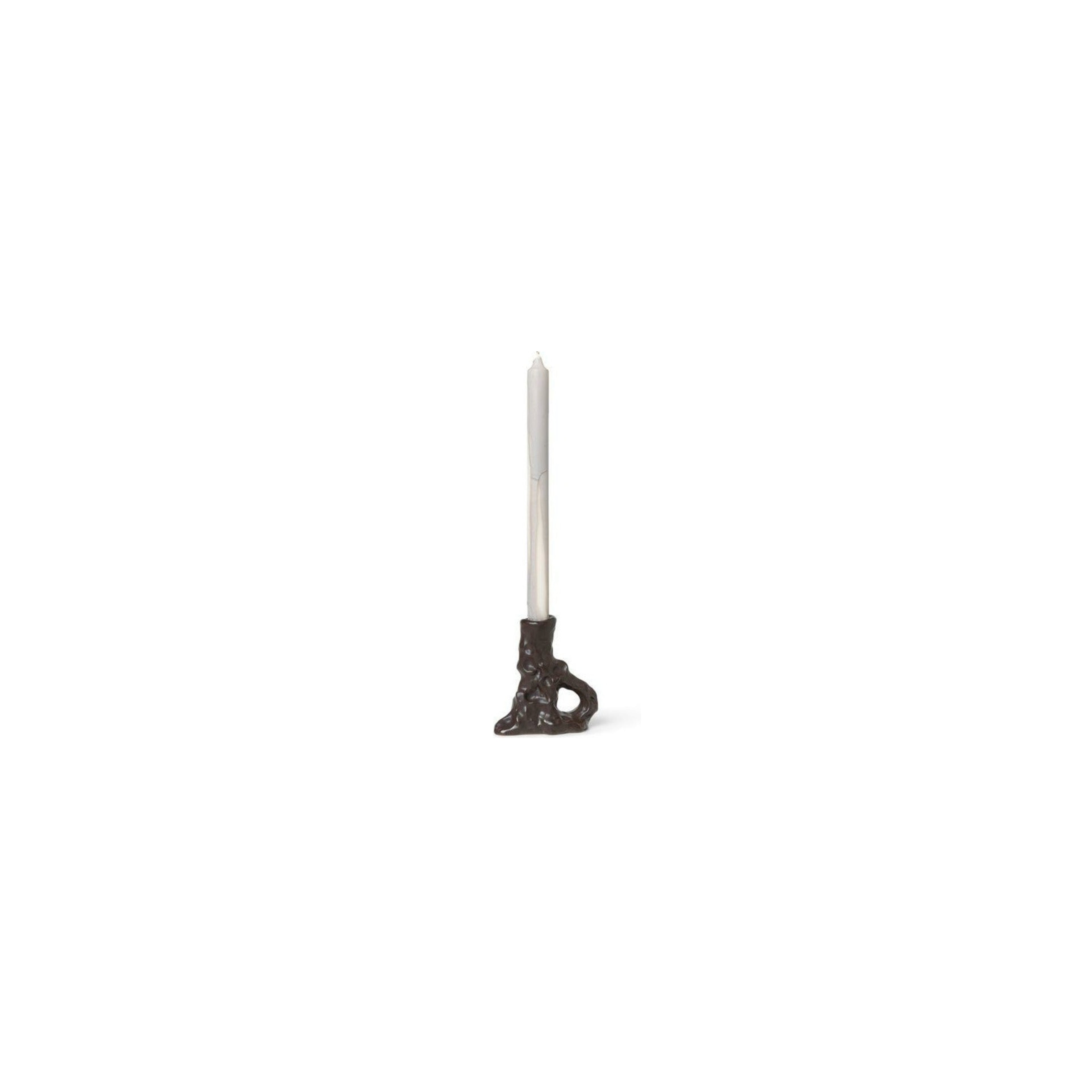Ferm Living Ditto Candle Holder Single, Dark Brown