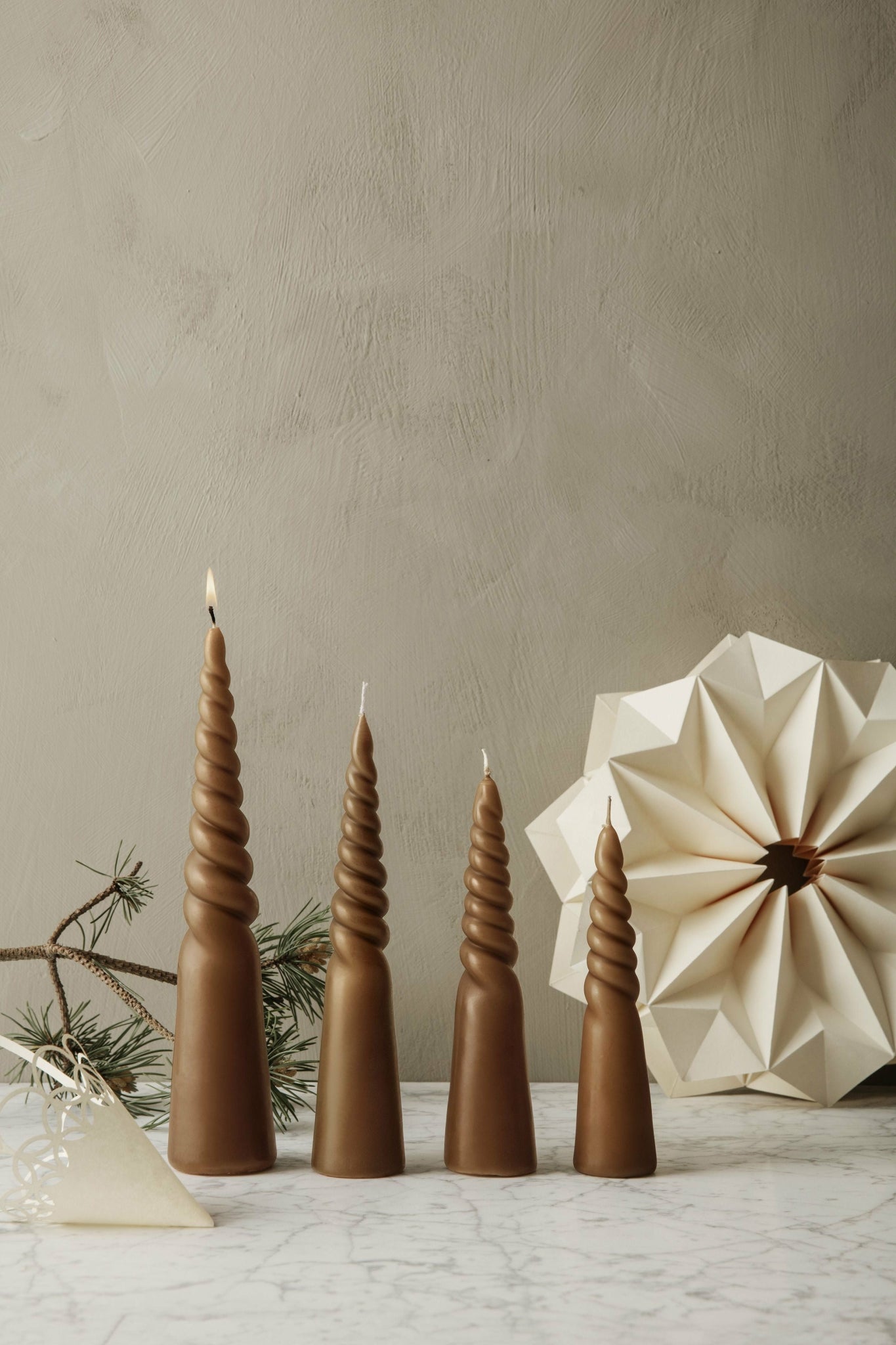 Ferm Living Twisted Candles Set Of 4, Straw