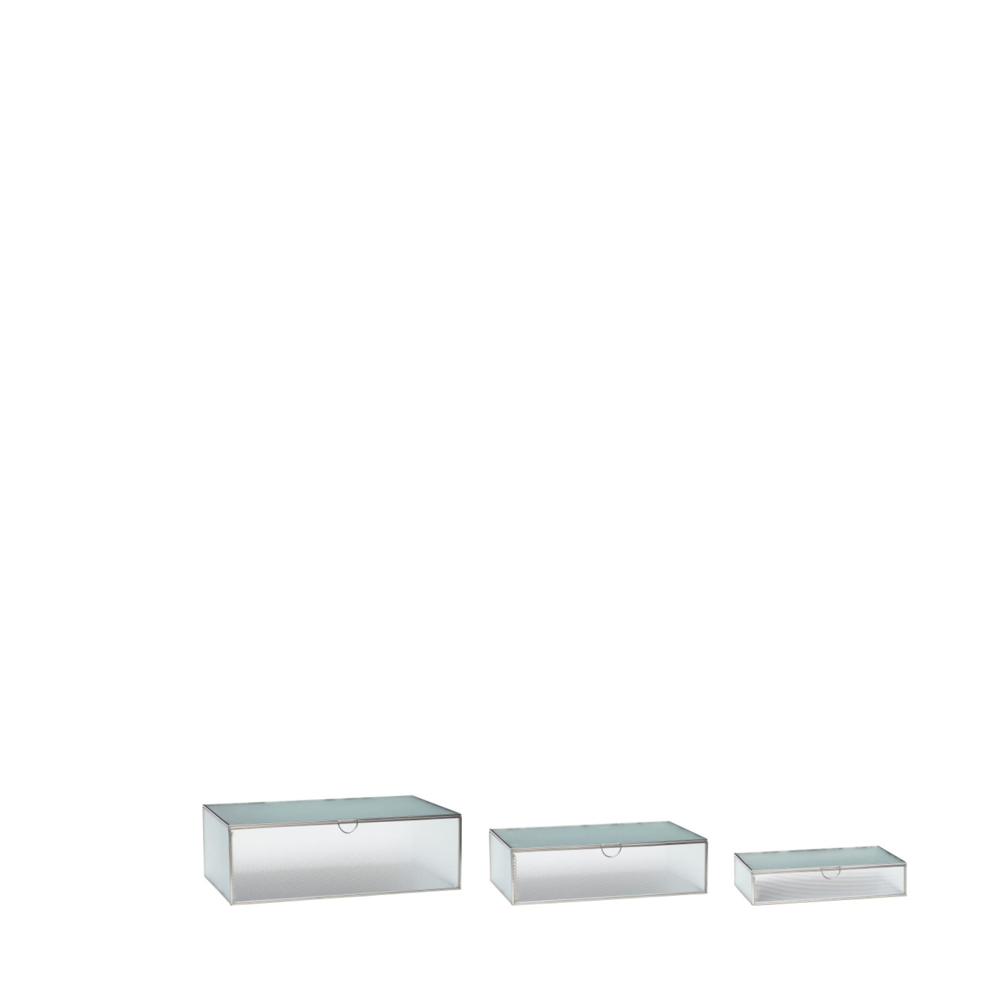 Hübsch Ripple Glass Boxes (Set Of 3), Nickel