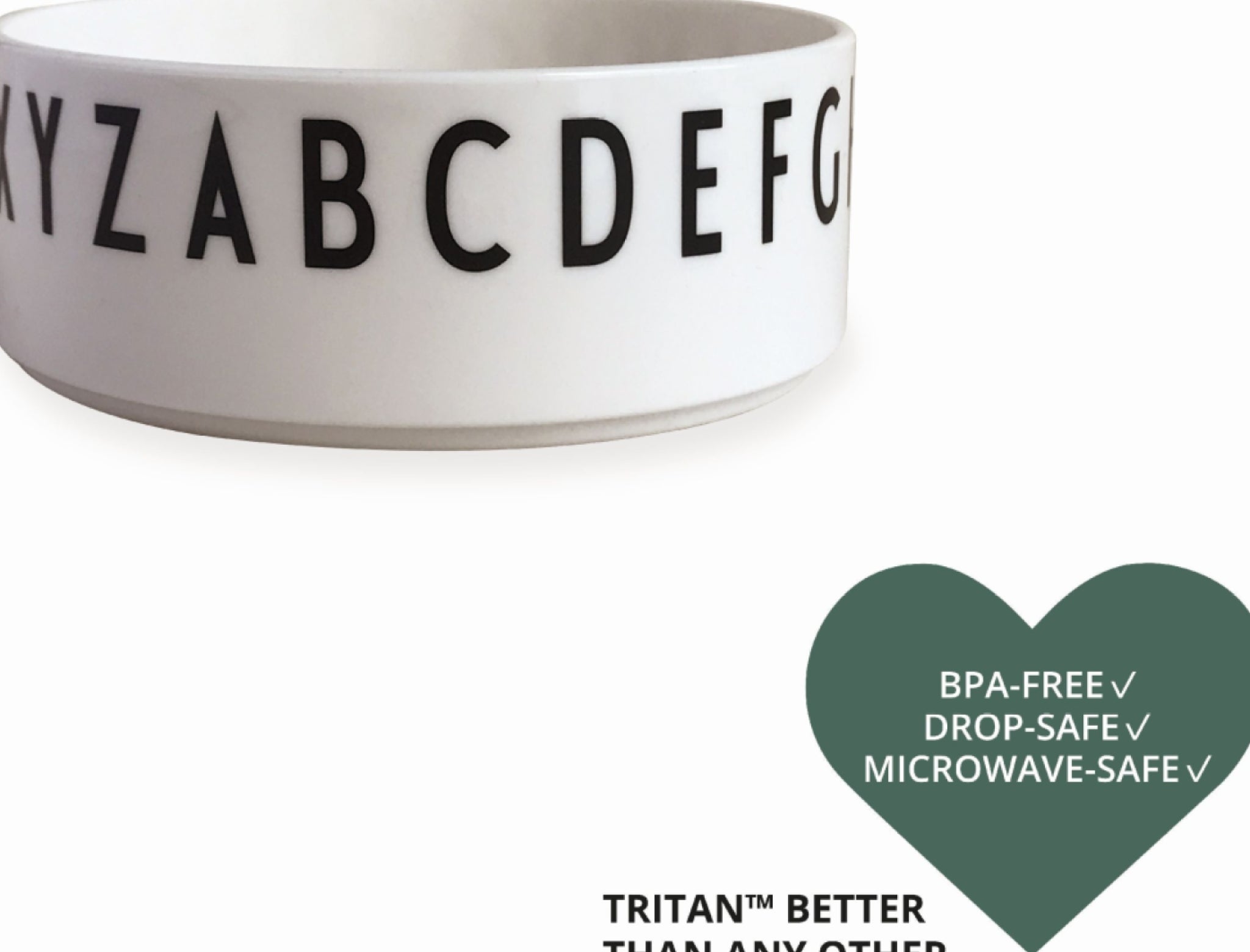 Design Letters Eat & Learn Round Bowl Tritan, White