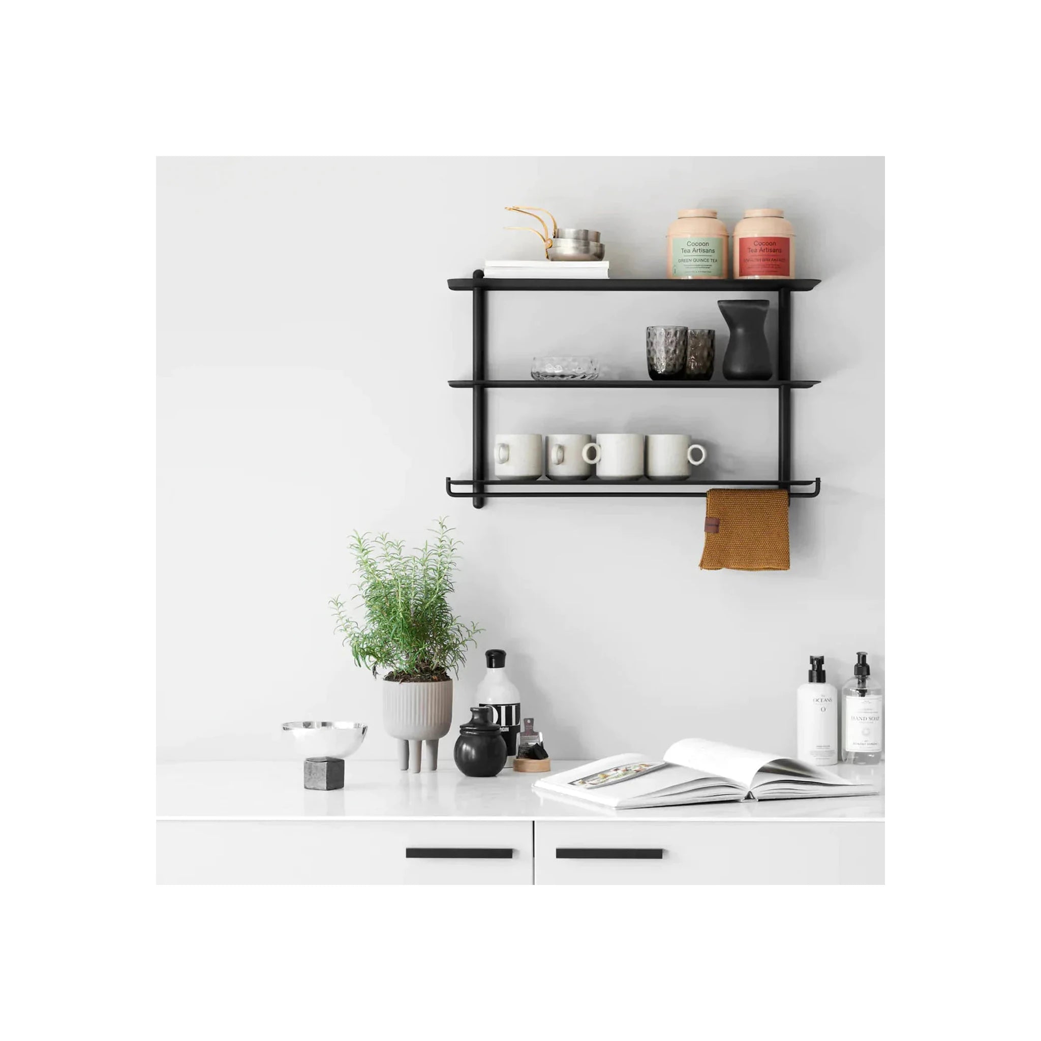 Gejst Nivo Regalleiste Shelf Bar - Black | Kitchen & Bathroom Hooks