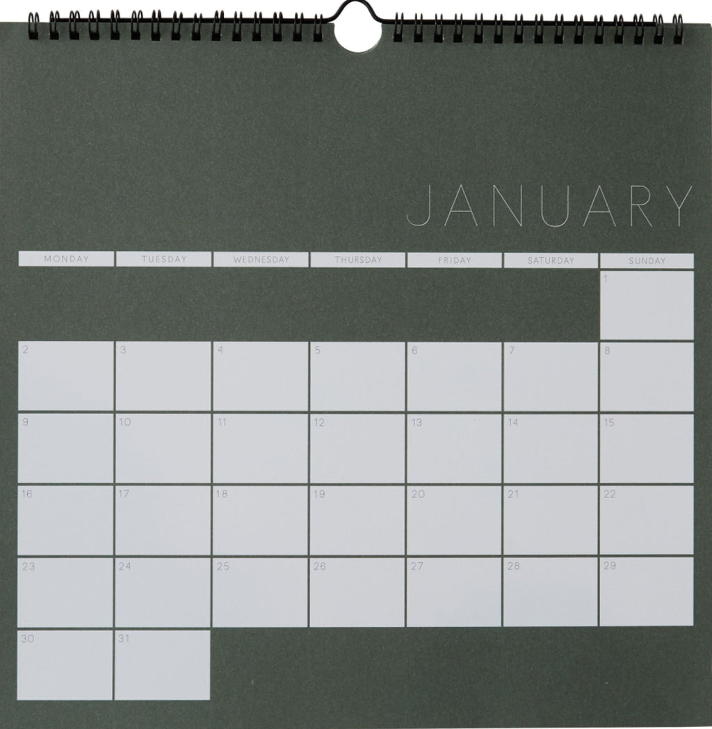 Design Letters Wall Calendar 2023, Myrtle Green