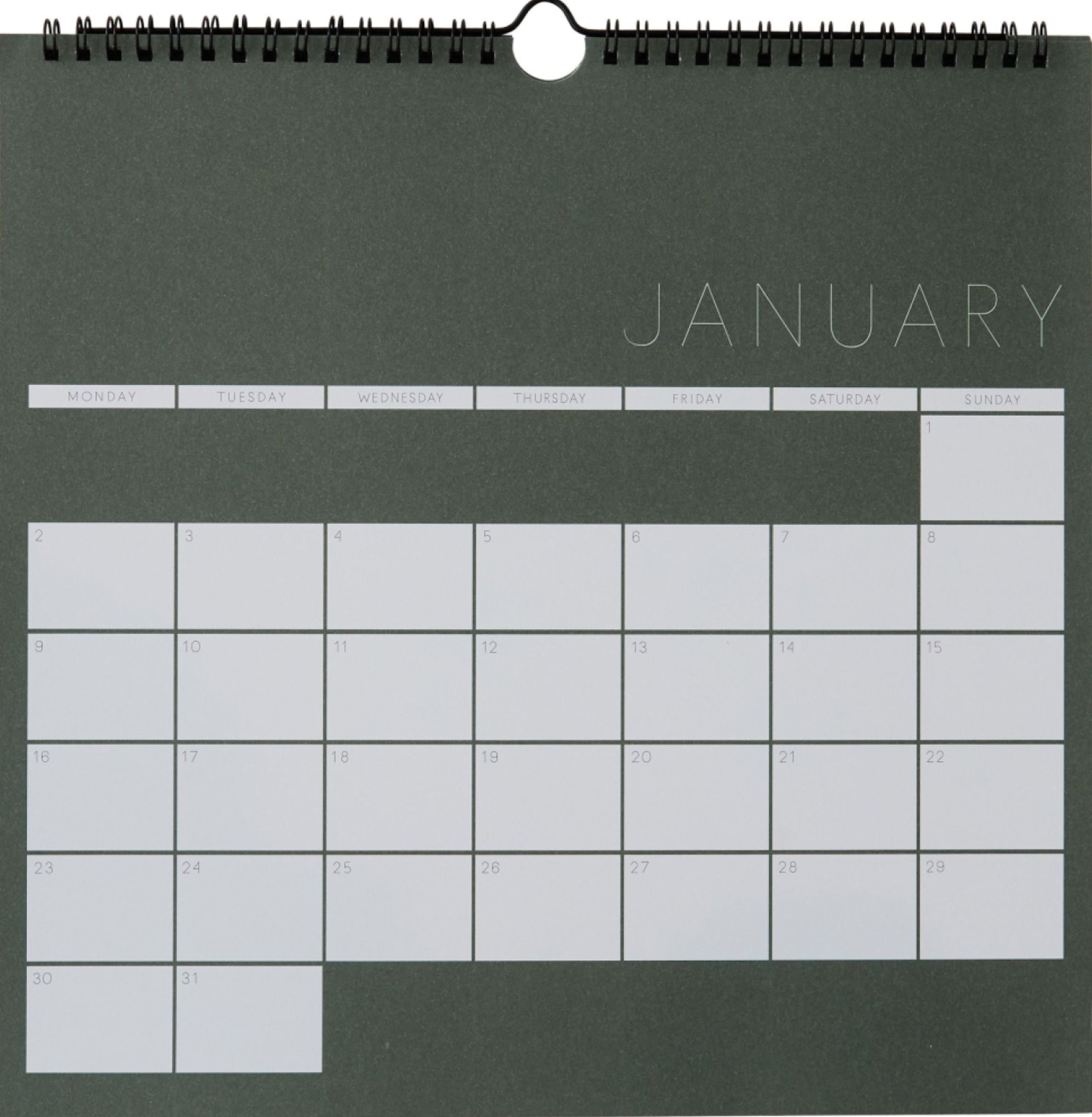 Design Letters Wall Calendar 2023, Myrtle Green