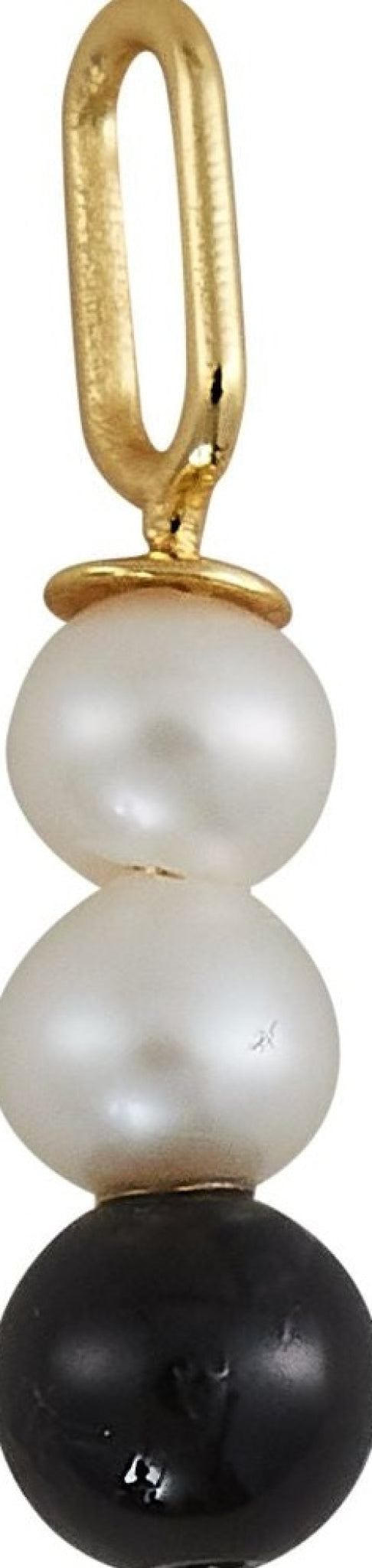 Design Letters Pearl Stick Charm 4 mm Pendant Gold Plated, Black Agate
