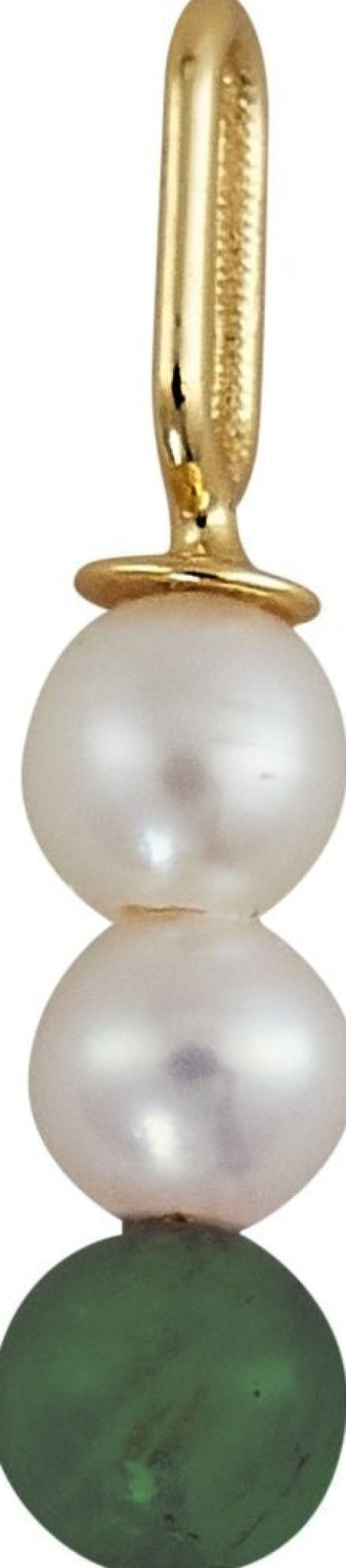 Design Letters Pearl Stick Charm 4 mm Pendant Gold Plated, Malachite Green