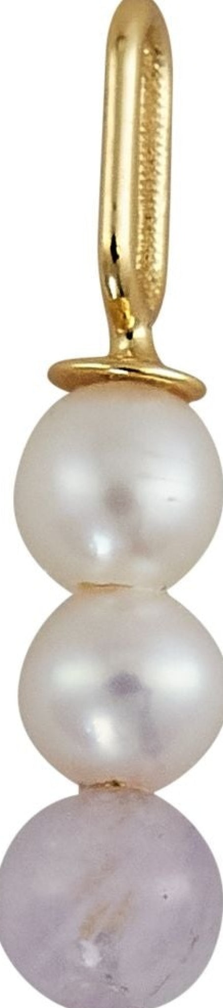 Design Letters Pearl Stick Charm 4 mm Pendant Gold Plated, Pure Crystal