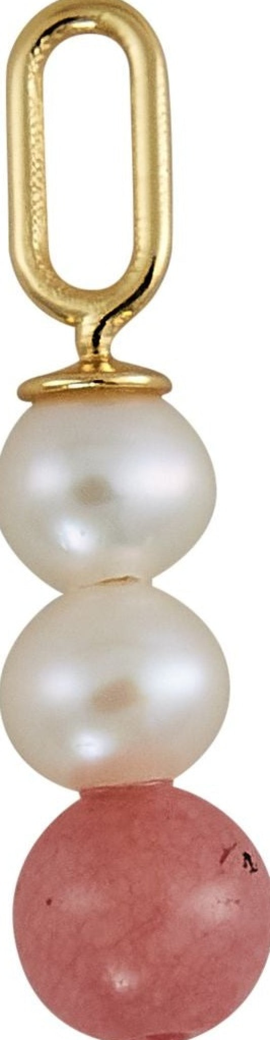 Design Letters Pearl Stick Charm 4 mm Pendant Gold Plated, Red Chrosite