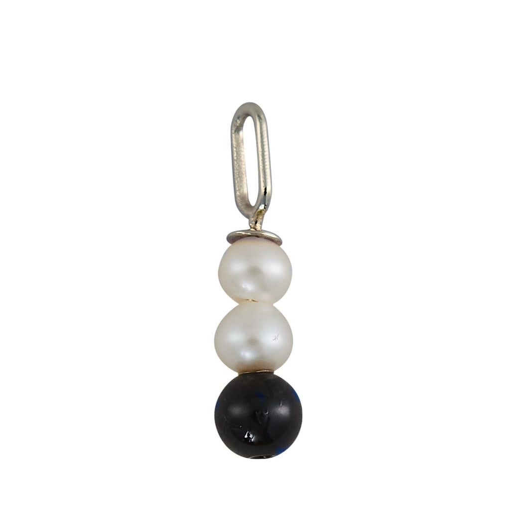 Design Letters Pearl Stick Charm 4 mm Pendant Silver Plated, Black Agate