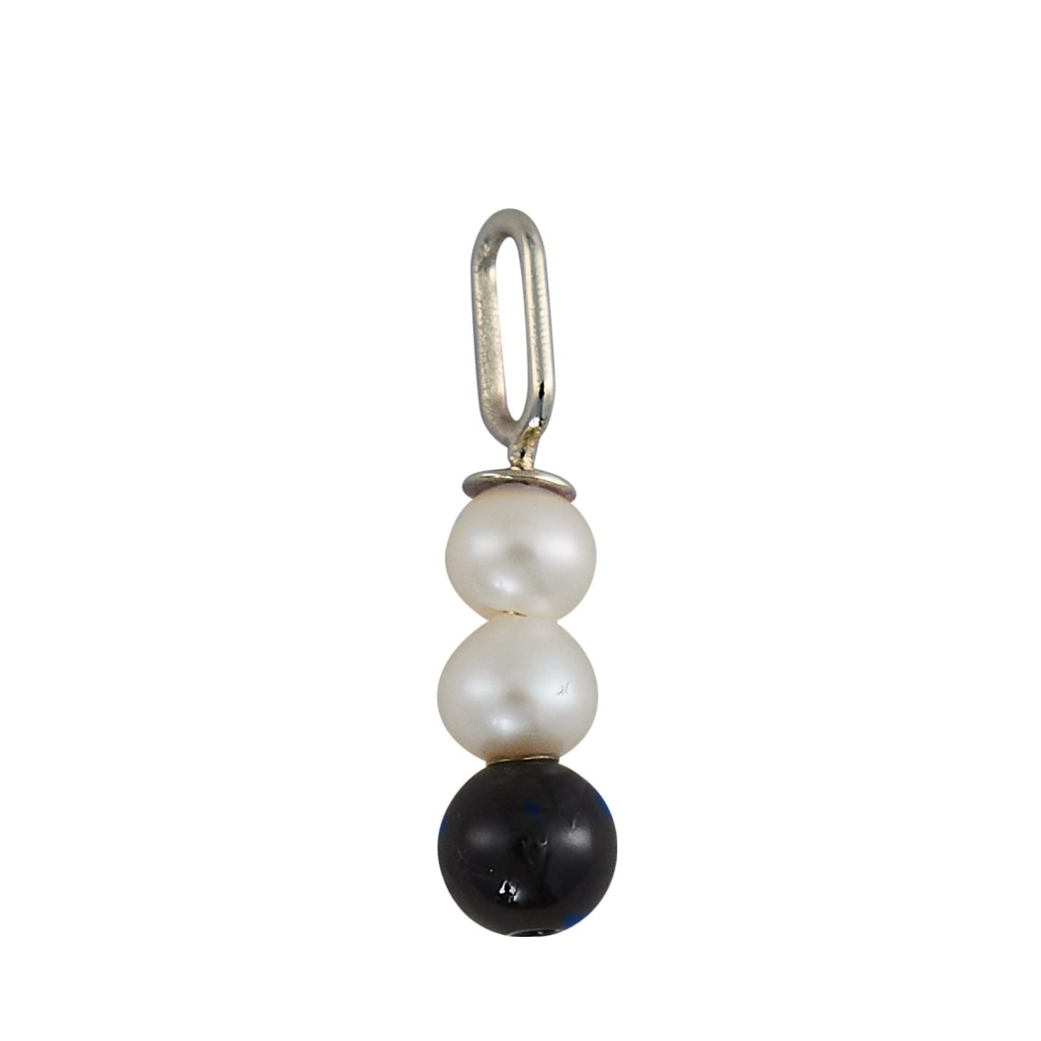 Design Letters Pearl Stick Charm 4 mm Pendant Silver Plated, Black Agate