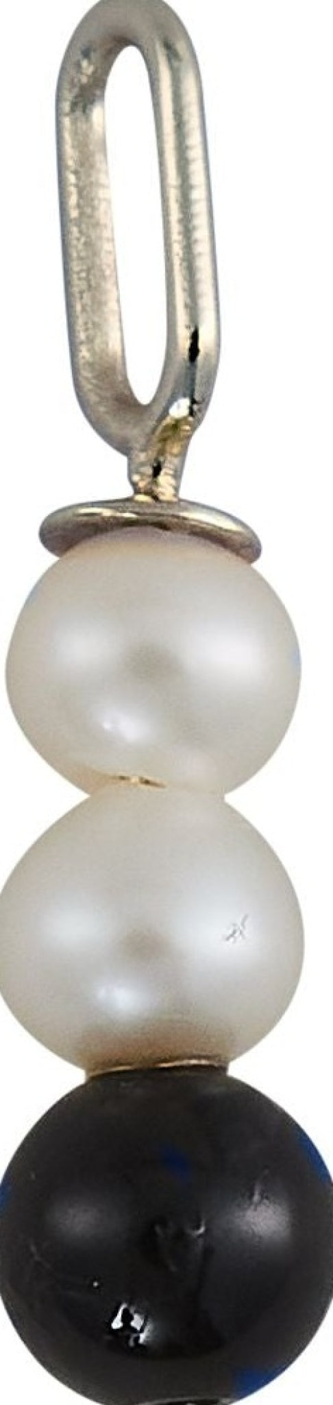 Design Letters Pearl Stick Charm 4 mm Pendant Silver Plated, Black Agate