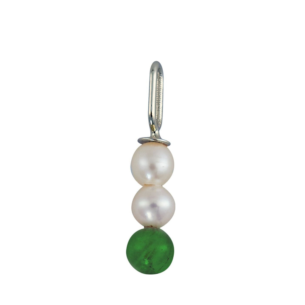 Design Letters Pearl Stick Charm 4 mm Pendant Silver Plated, Malachite Green