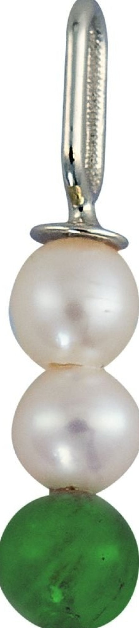 Design Letters Pearl Stick Charm 4 mm Pendant Silver Plated, Malachite Green