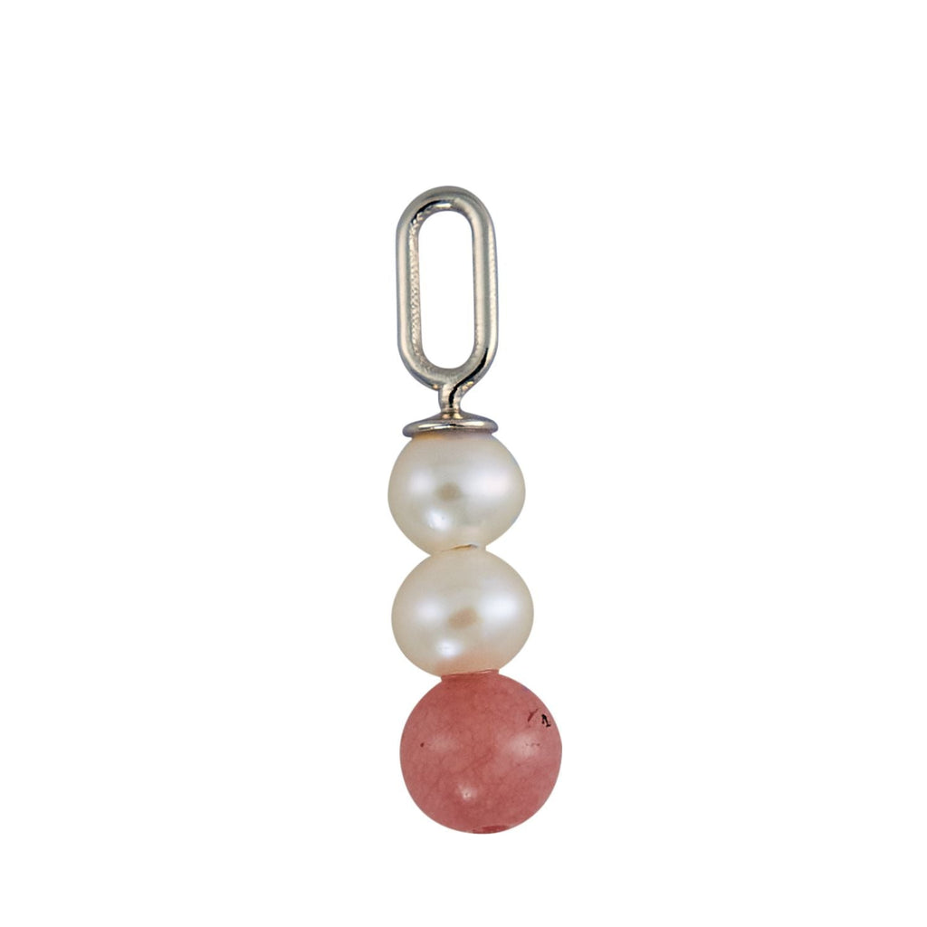 Design Letters Pearl Stick Charm 4 mm Pendant Silver Plated, Red Chrosite
