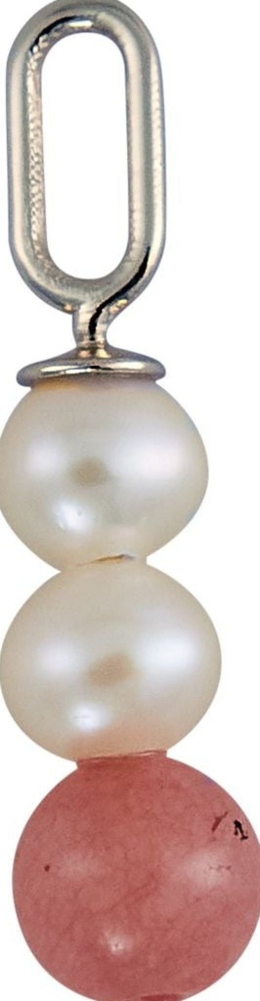 Design Letters Pearl Stick Charm 4 mm Pendant Silver Plated, Red Chrosite