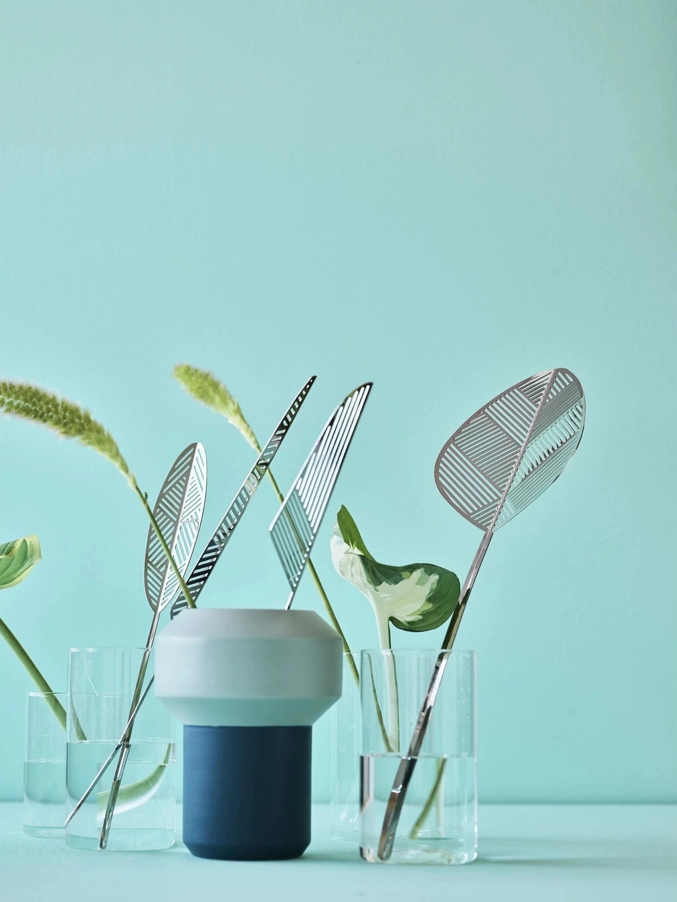 Lucie Kaas Leaflike Metal Sheet Hela Chrome, 45,5cm