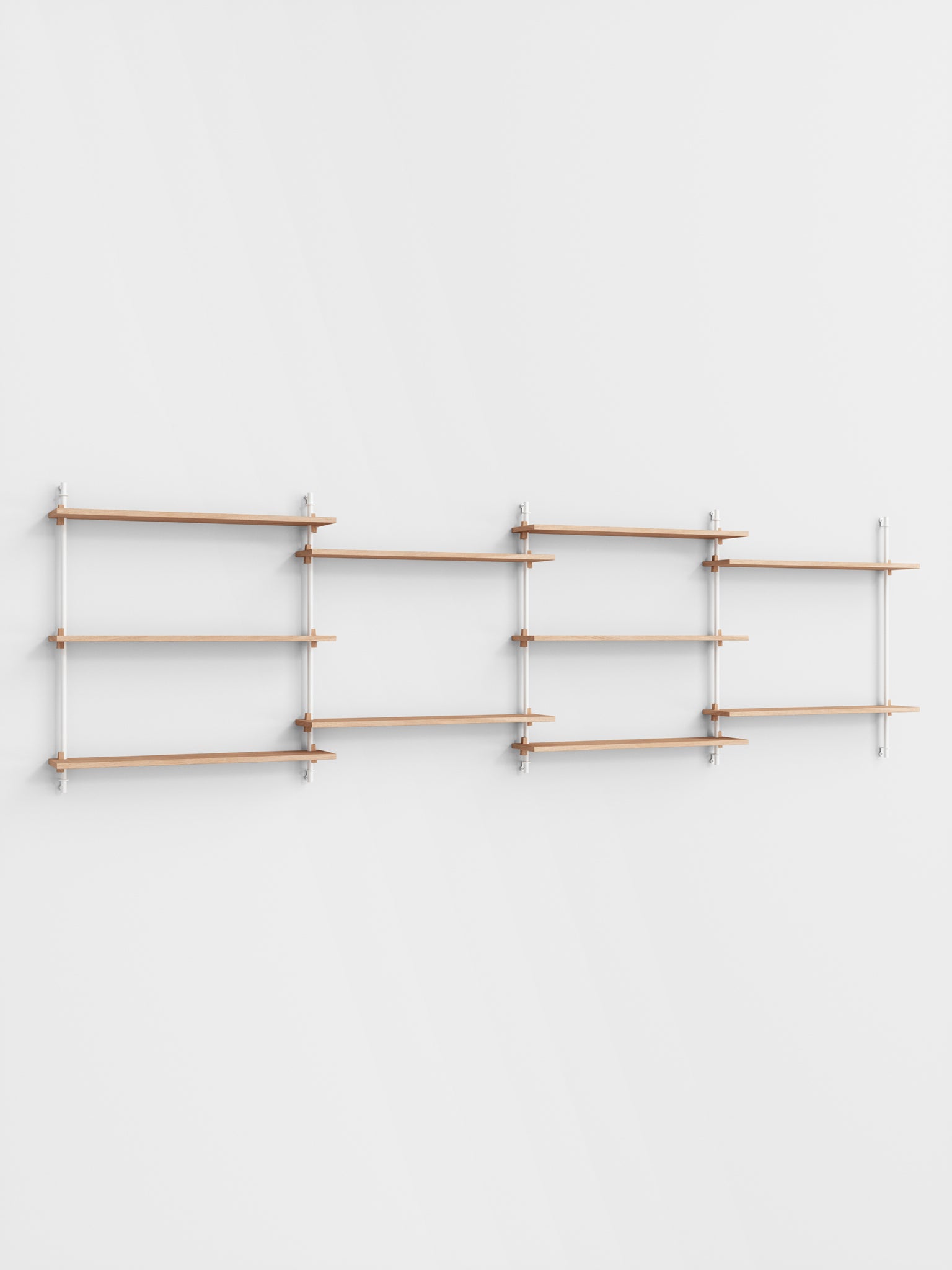 Moebe Wall Shelving Set Ws.85.4, Oak Shelves, White Legs (fsc Mix Credit)