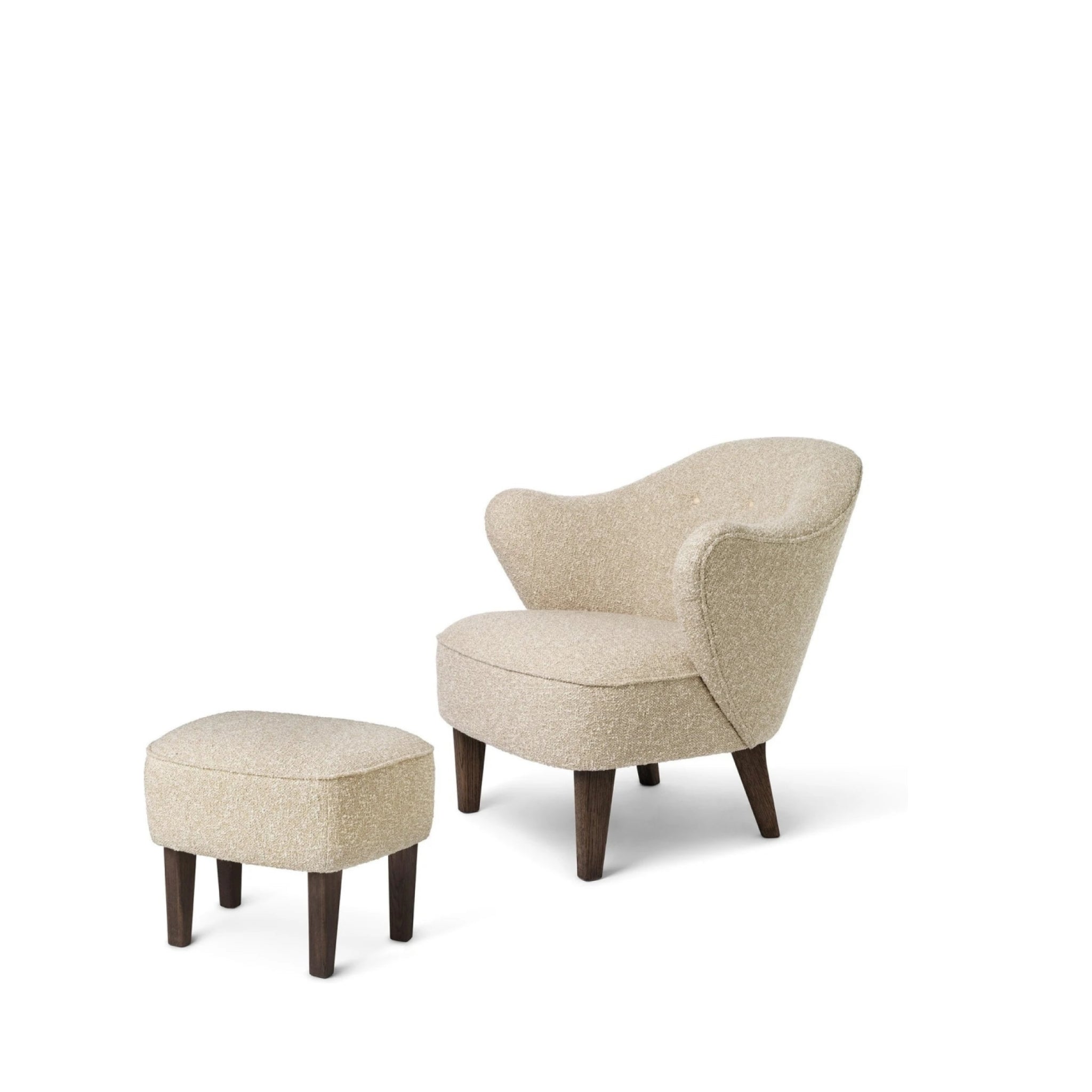 Audo Copenhagen Ingeborg Armchair Buttons Vegetal with footstool, Sacho Zero 1/smoked oak